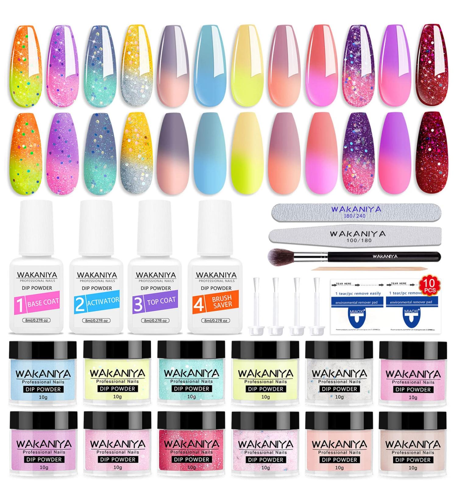 Dipping Powder Nails Set - 12 Sun Changing Colors | Easy Dip Manicure Kits for Home & Salon - Buy Online on GoSupps.com