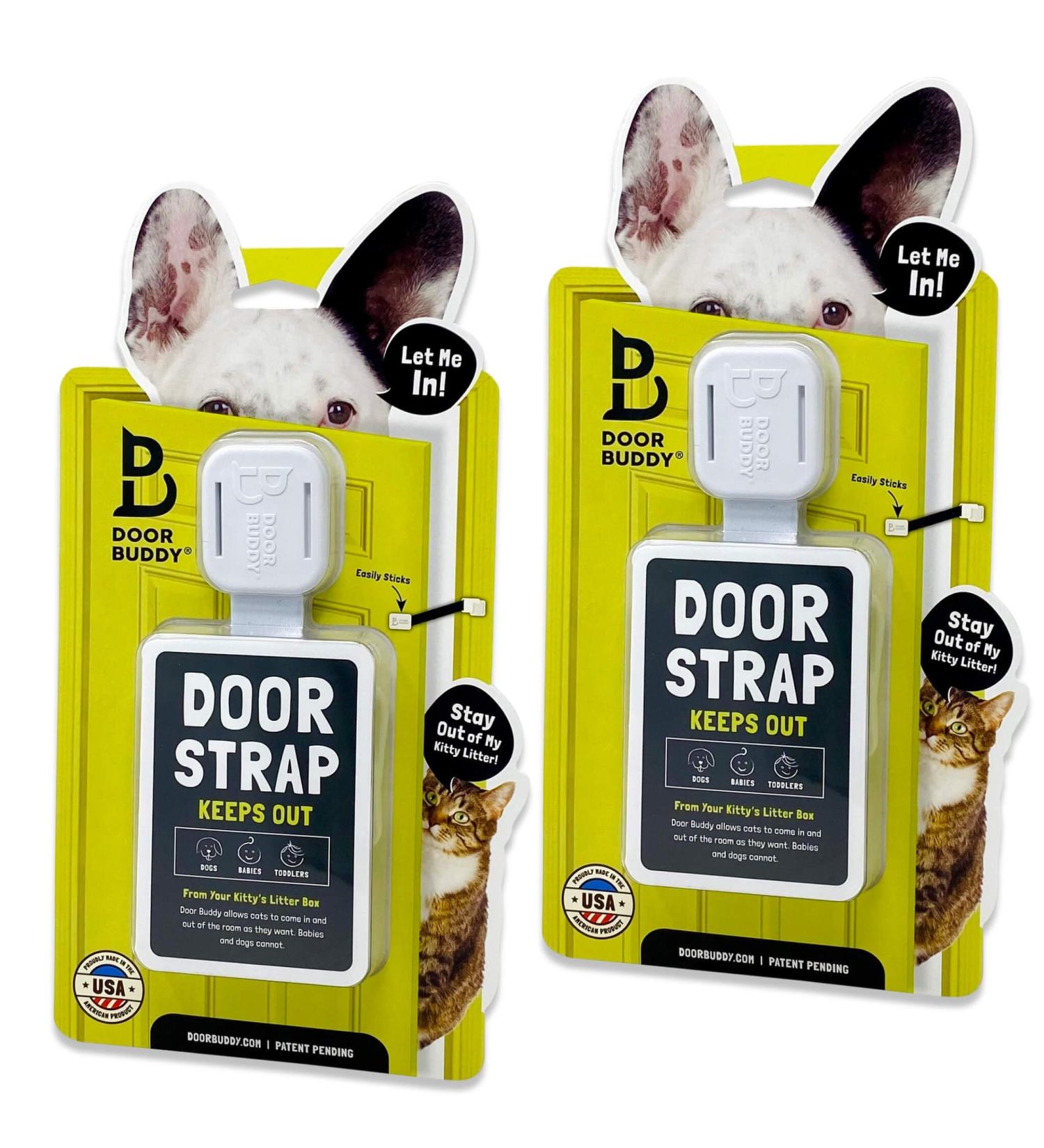 Door Buddy Adjustable Door Latch (Grey 2 Pack) - Stop Dog Eating Cat Poop with Simpler Litter Box Proofing, Convenient Cat and Adult Entry - Buy Online on GoSupps.com