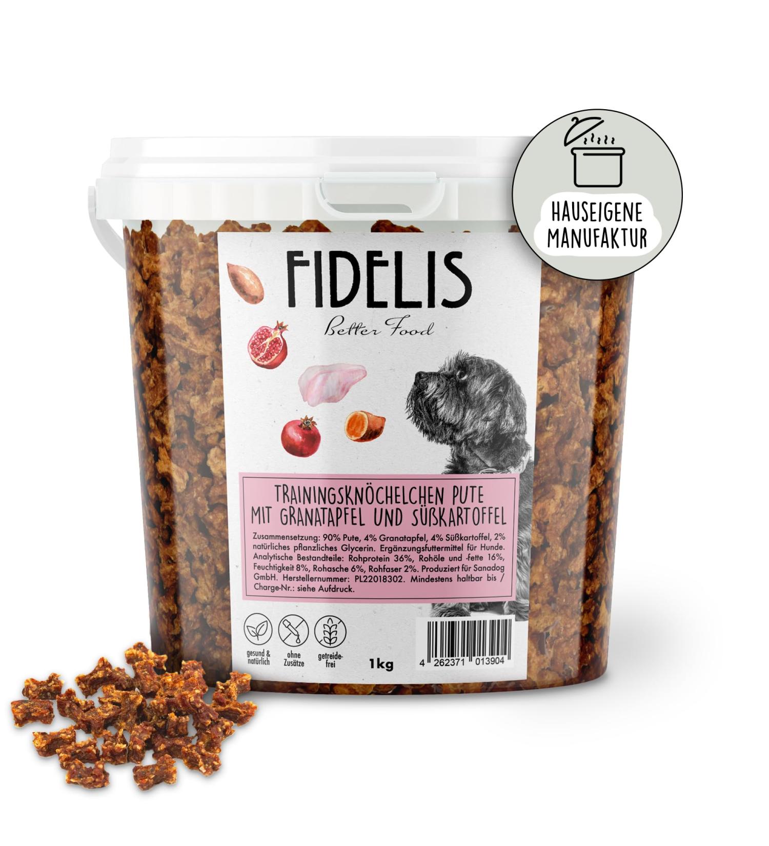 Buy Training Bones Turkey with Pomegranate & Sweet Potato - 1kg Bucket - Healthy Dog Treats | International Shipping Available - Buy Online on GoSupps.com