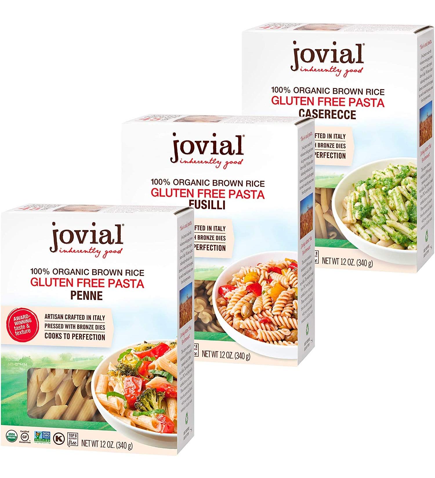 Jovial Gluten-Free Pasta Variety Pack | Penne Rigate, Fusilli, Caserecce | Whole Grain Brown Rice | USDA Organic | Made in Italy | 12 oz Each | Pack of 3 - Buy Online on GoSupps.com
