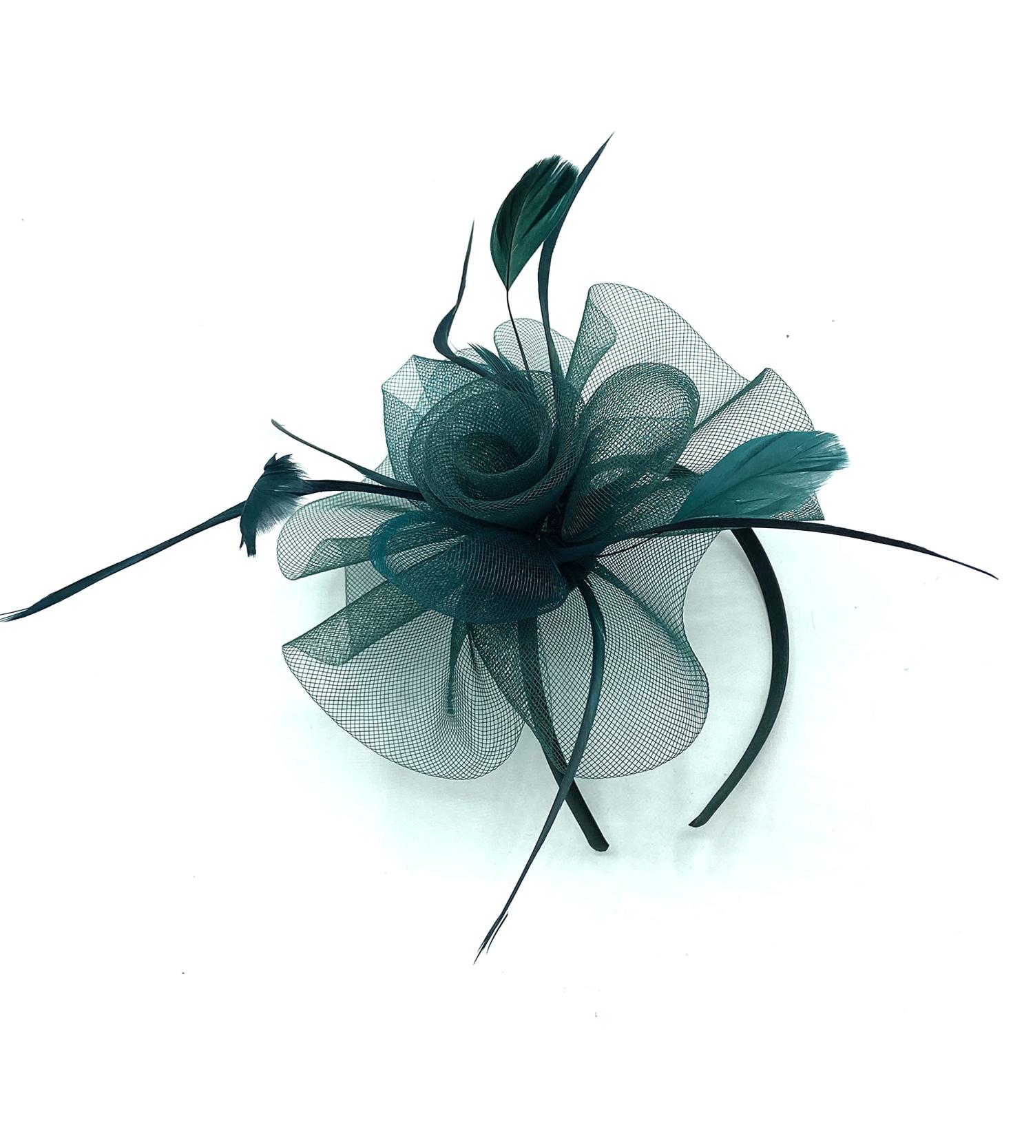 Ladies Feather Aliceband/Headband Fascinator for Weddings Races Royal Ascot Hair Piece (Green) - Buy Online on GoSupps.com
