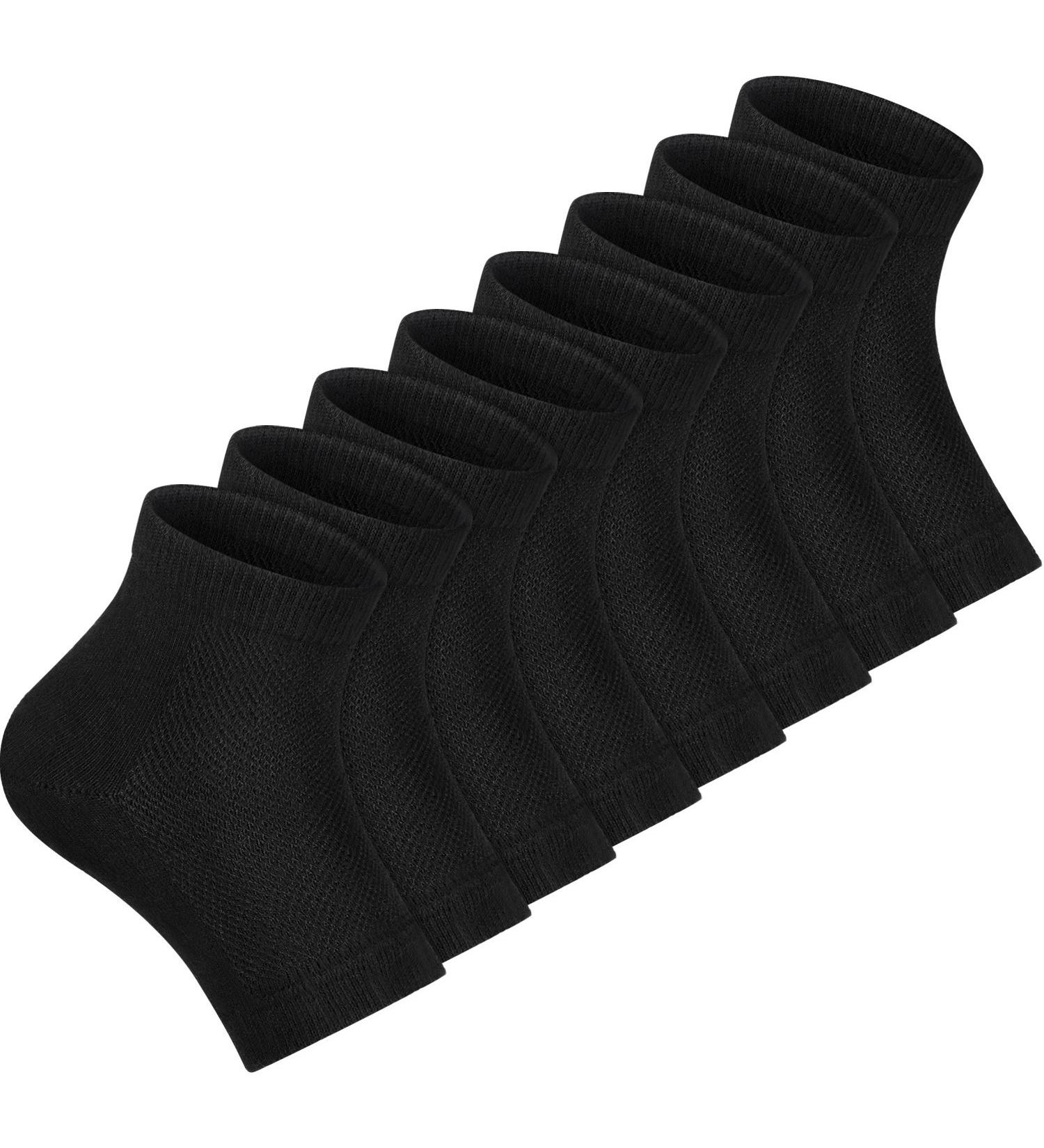 Soft Gel Heel Socks - 4 Pairs for Dry Cracked Skin Care (Black) - Buy Online on GoSupps.com