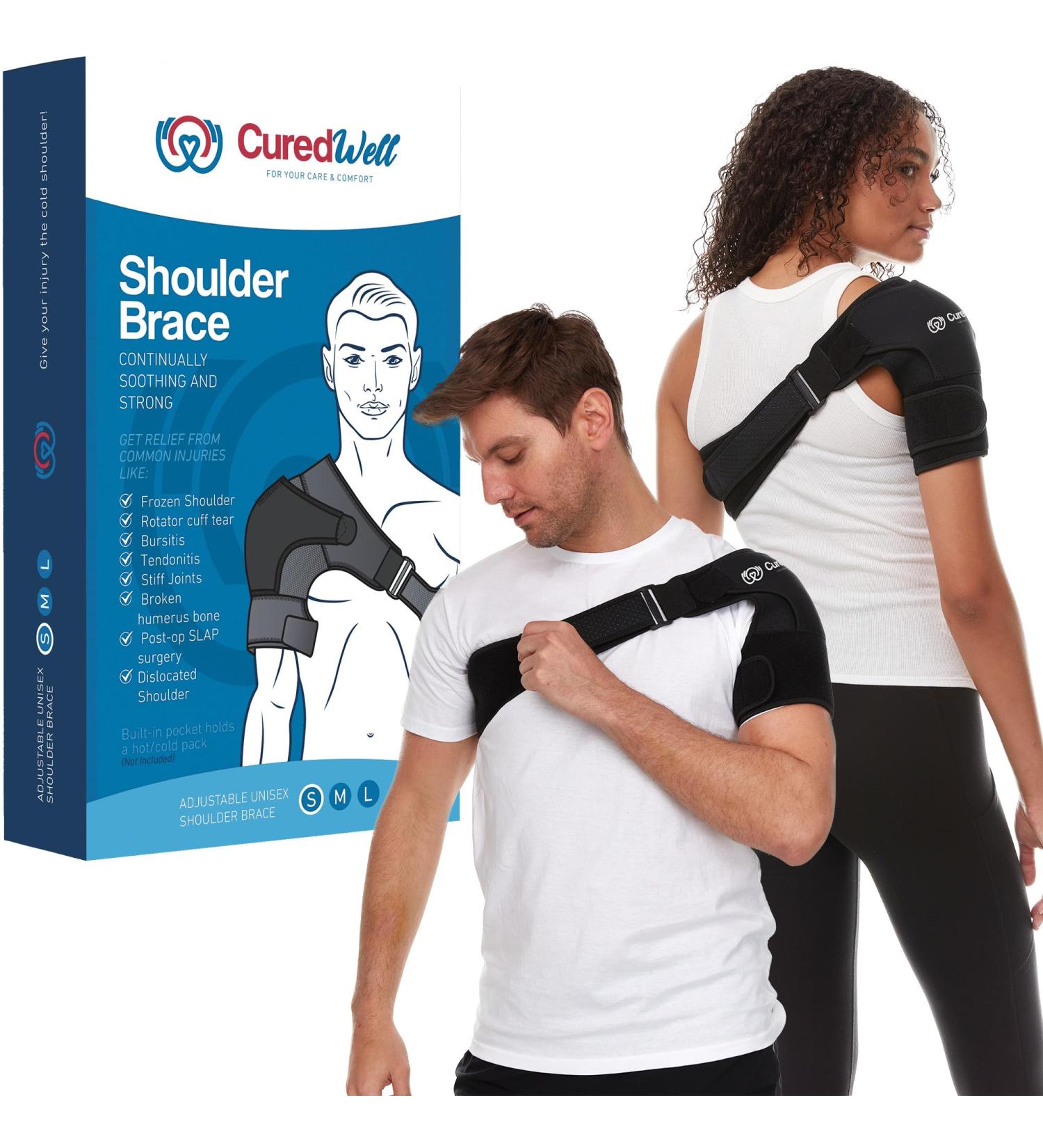 Shoulder Brace Sling for Men & Women - Adjustable Support for Torn Rotator Cuff & Shoulder Pain Relief - Unisex Compression Sleeve (Small - Buy Online on GoSupps.com