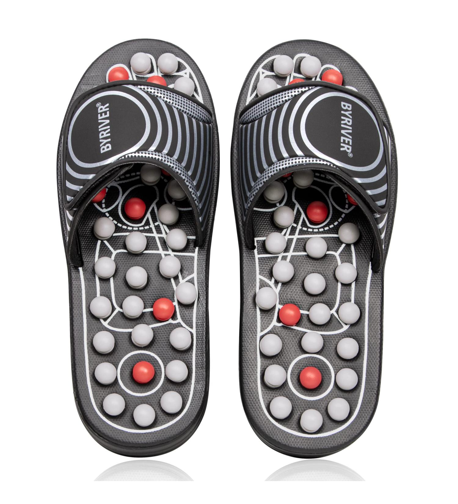 Byriver Foot Massage Shoes - Acupressure Slippers for Neuropathy Arthritis & Plantar Fasciitis Pain Relief | Perfect Gift for Mom & Dad (02s) 38-39 Black - Buy Online on GoSupps.com