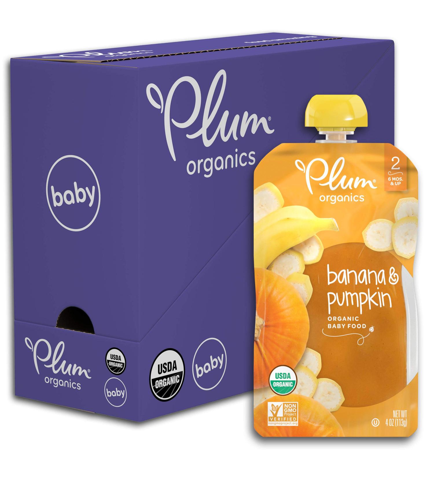 Plum Organics Stage 2 Organic Baby Food | Banana & Pumpkin | 4 oz Pouch (Pack of 6) - Buy Online on GoSupps.com