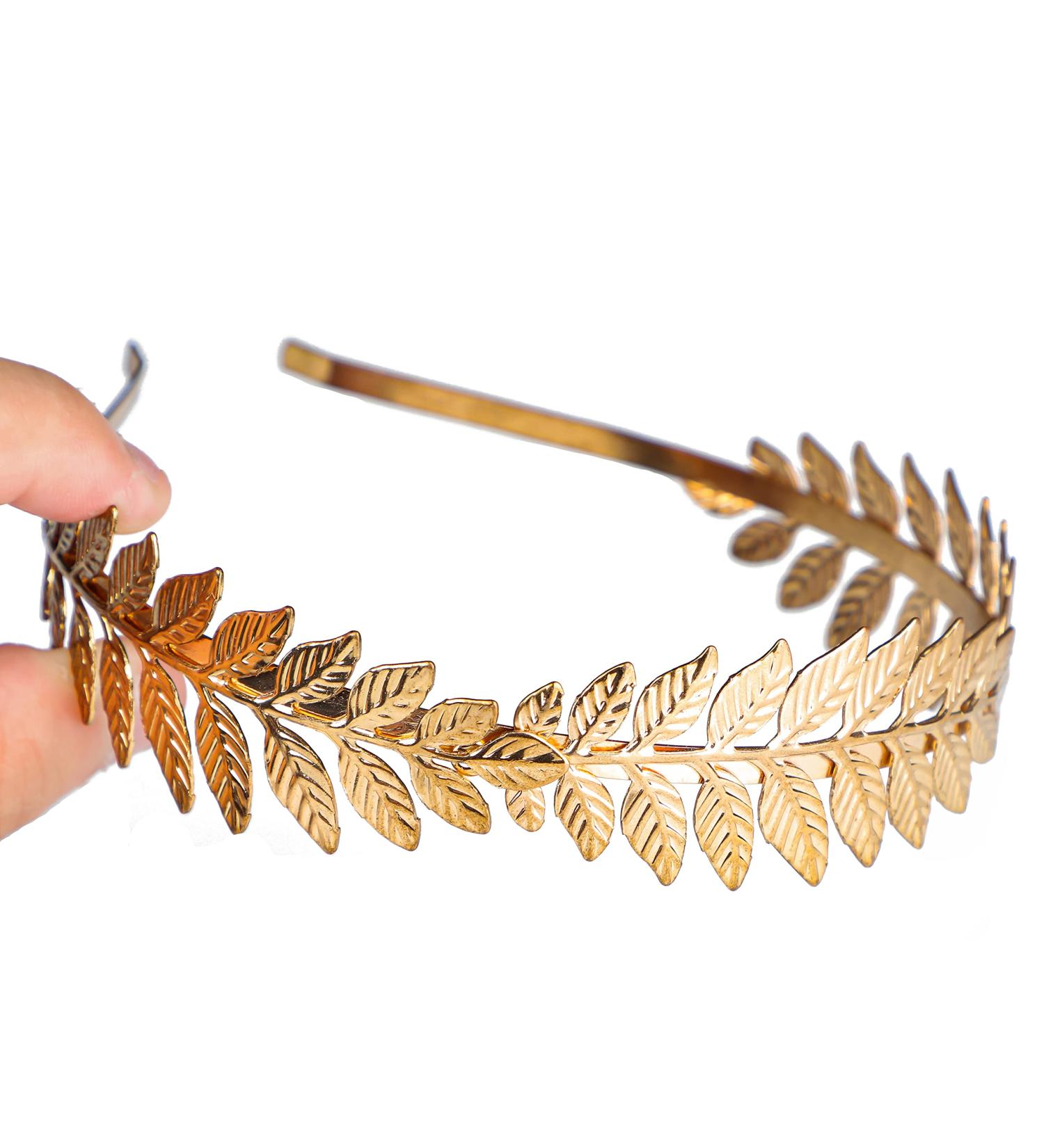 Rivertree Greek Goddess Headband Costume - Gold Leaf Hair Band Crown for Bridal Wedding - Laurel Accessories - Buy Online on GoSupps.com