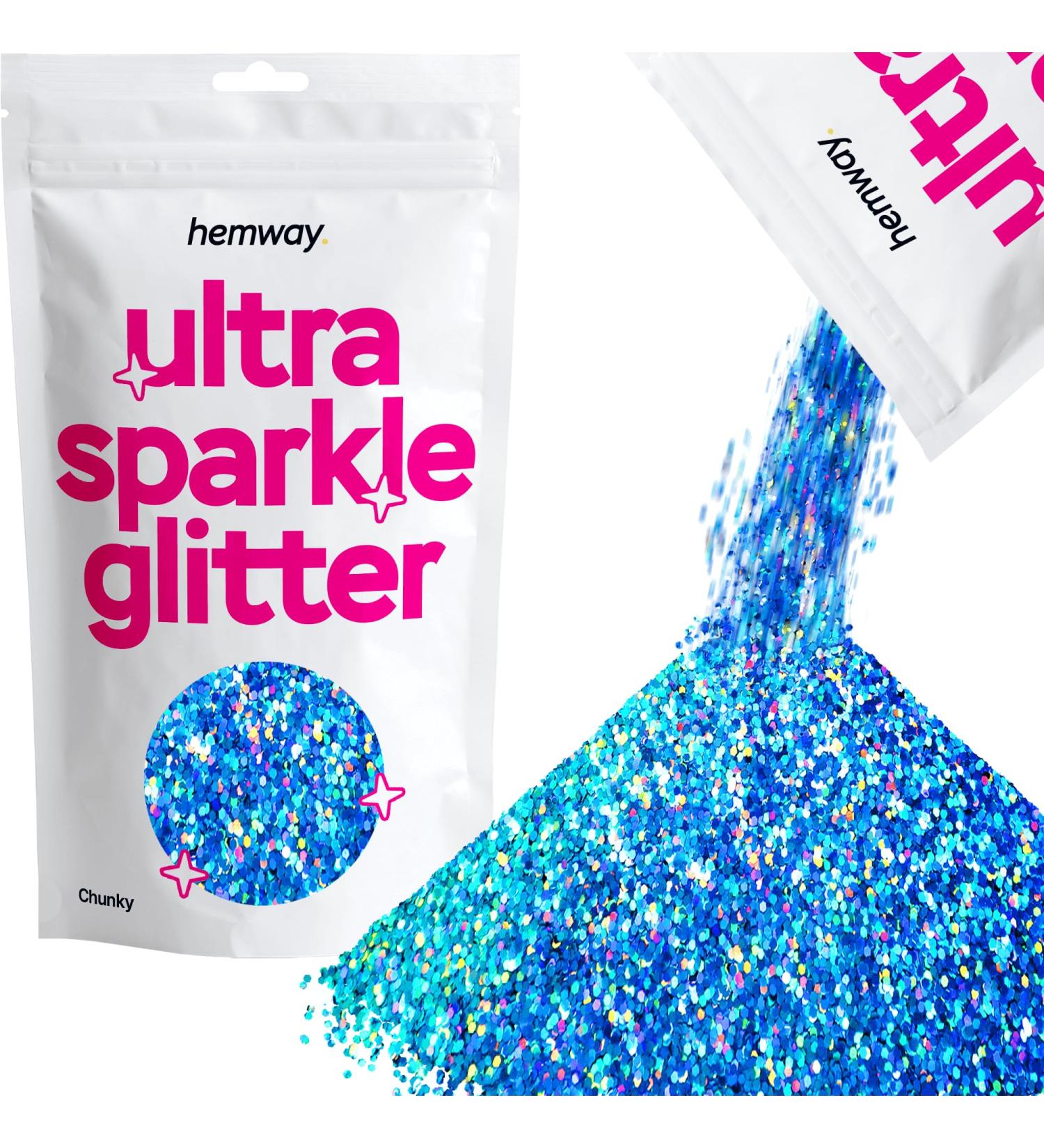Hemway Ultra-Shine Ocean Blue Holographic Chunky Glitter | 100g | 0.6mm | Premium Craft Supply for DIY Projects - Buy Online on GoSupps.com