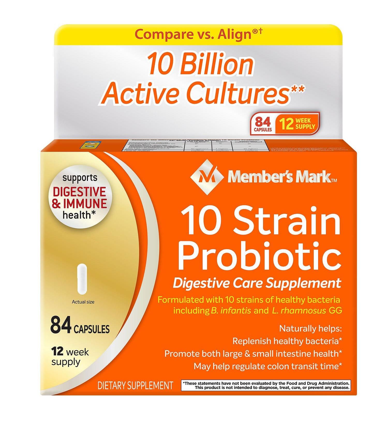 Members Mark 10 Strain Probiotic (84 Count) (6 Pack)