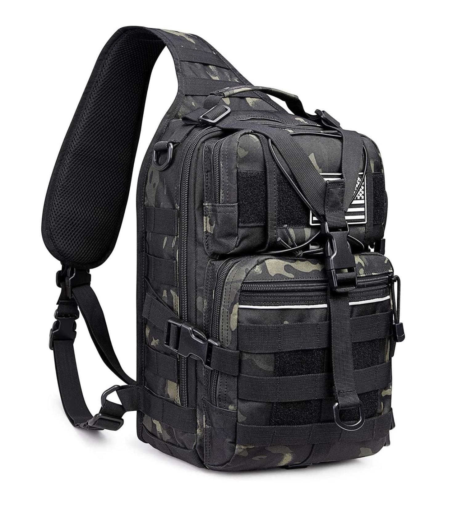 G4Free Tactical Sling Backpack - Large Military Shoulder Bag for Outdoor Sports Camping & Hiking - CP Black - Buy Online on GoSupps.com
