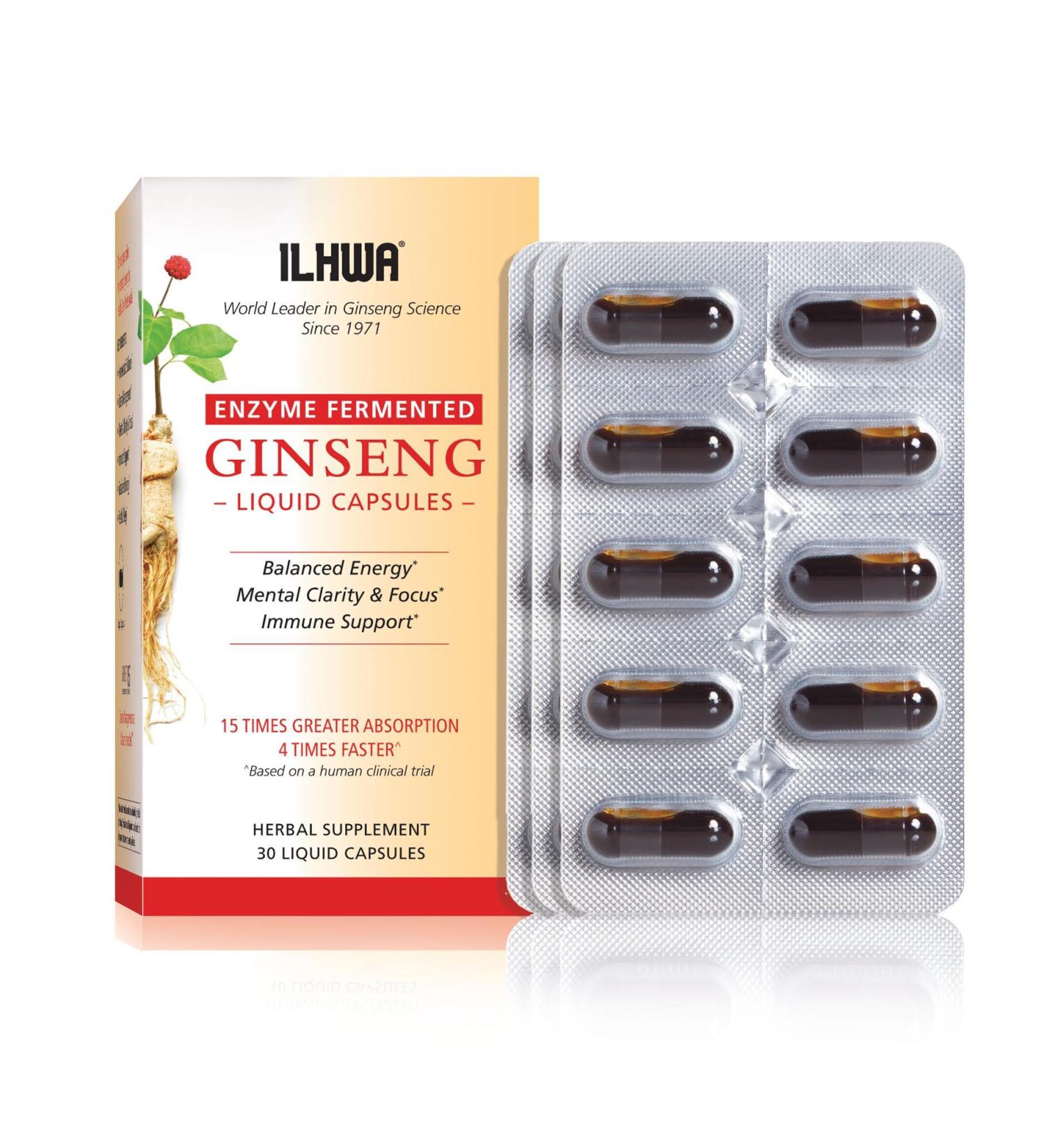ILHWA Korean Ginseng Extract - 30 Capsules, Powerful Enzyme Fermented Formula with 2-3x Ginsenosides - Buy Online on GoSupps.com