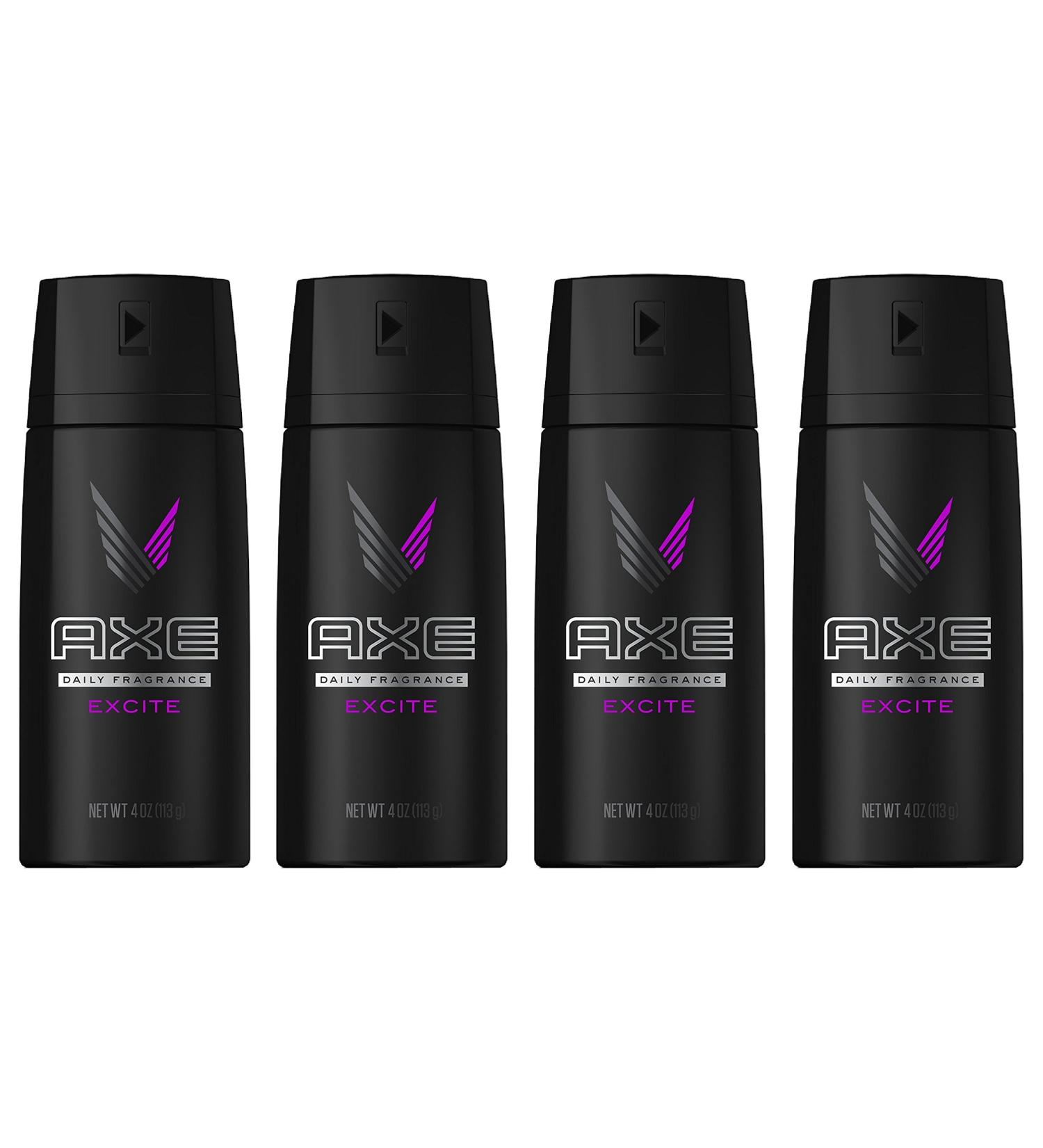 Axe Excite Body Spray - 4 oz (113 g) - Pack of 4 - Long-lasting Daily Fragrance - Buy Online on GoSupps.com