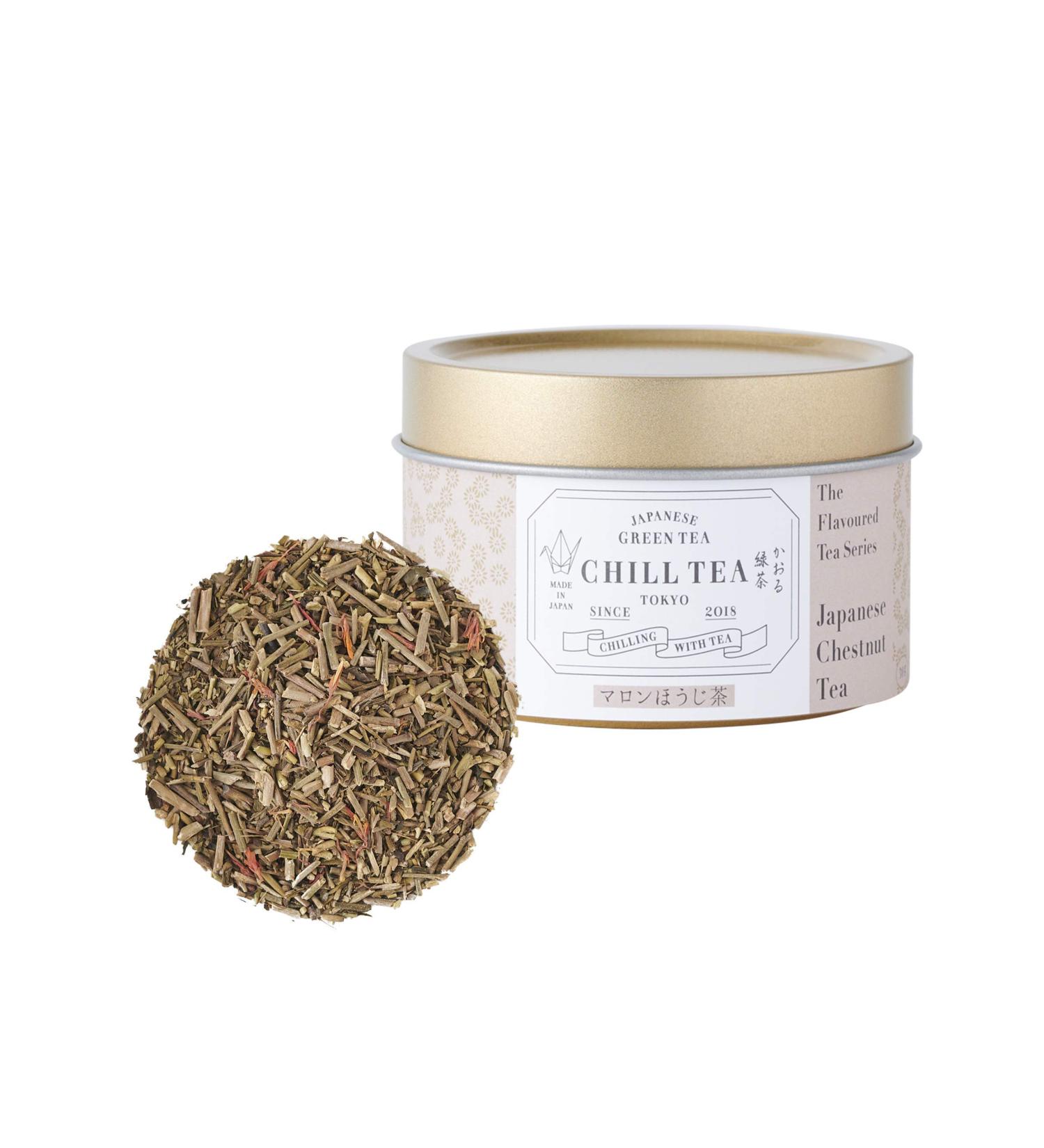 Japanese Chestnut Tea by CHILL TEA Tokyo (30g Loose Leaf)- Japanese Hojicha Loose Leaf Tea Low Caffeine Japanese Green Tea Flavoured Tea- Chestnut Flavour Made in Japan - Buy Online on GoSupps.com