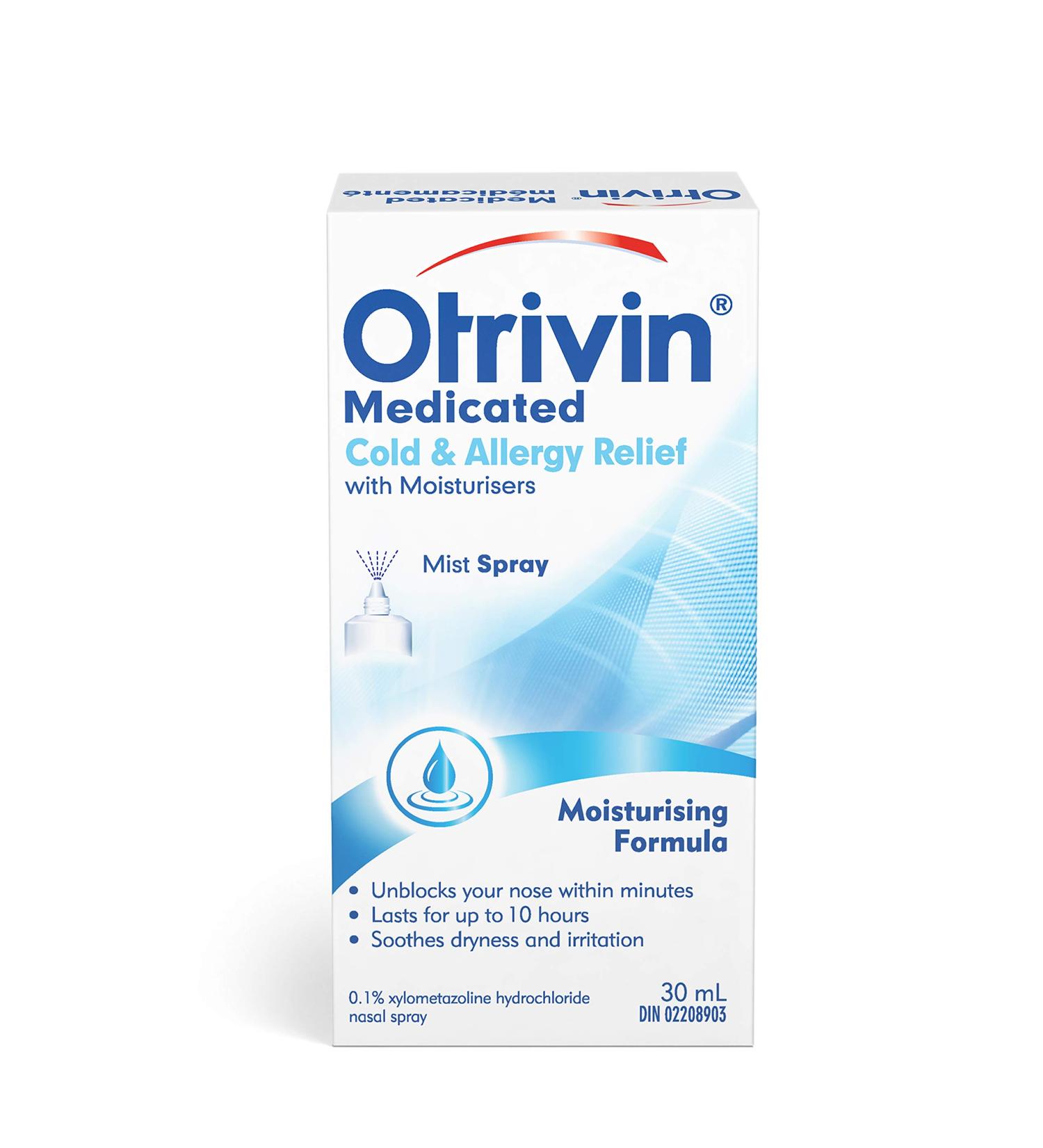 Otrivin Nasal Spray Cold & Allergy Medication with Moisturizer Nasal Decongestant 30 mL 20 mL Moisture - Buy Online on GoSupps.com