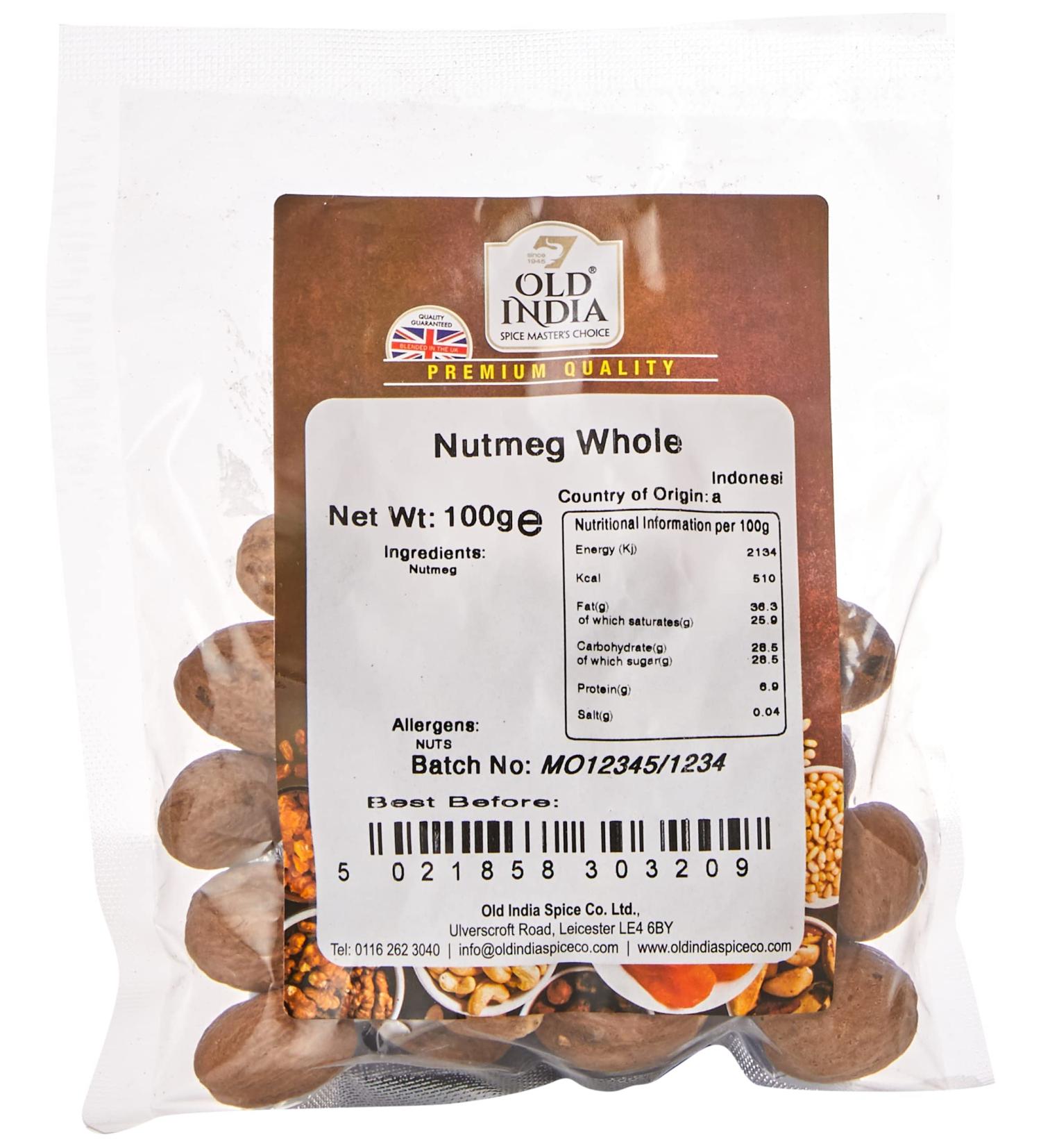 Old India Nutmeg Whole 100g - Premium Quality Spice for Culinary Delights - Buy Online on GoSupps.com