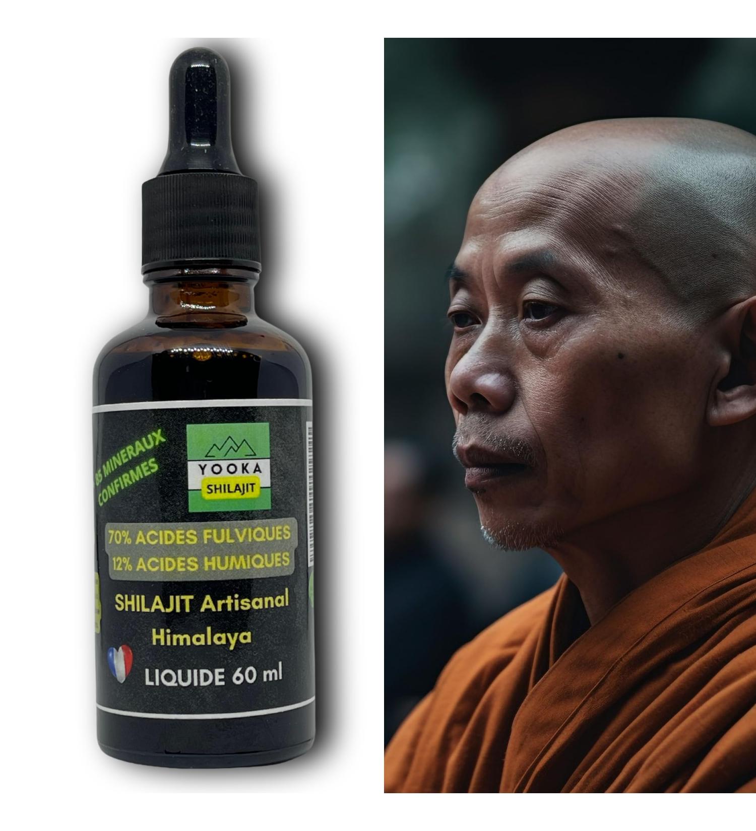 YOOKA Natural Shilajit Artisan Liquid 60ml Pure Himalayan Gold. 70% FULVIC ACID +85 minerals 12% humic acid. Sun drying 60 days purified 40 times. Food certification in France - Buy Online on GoSupps.com