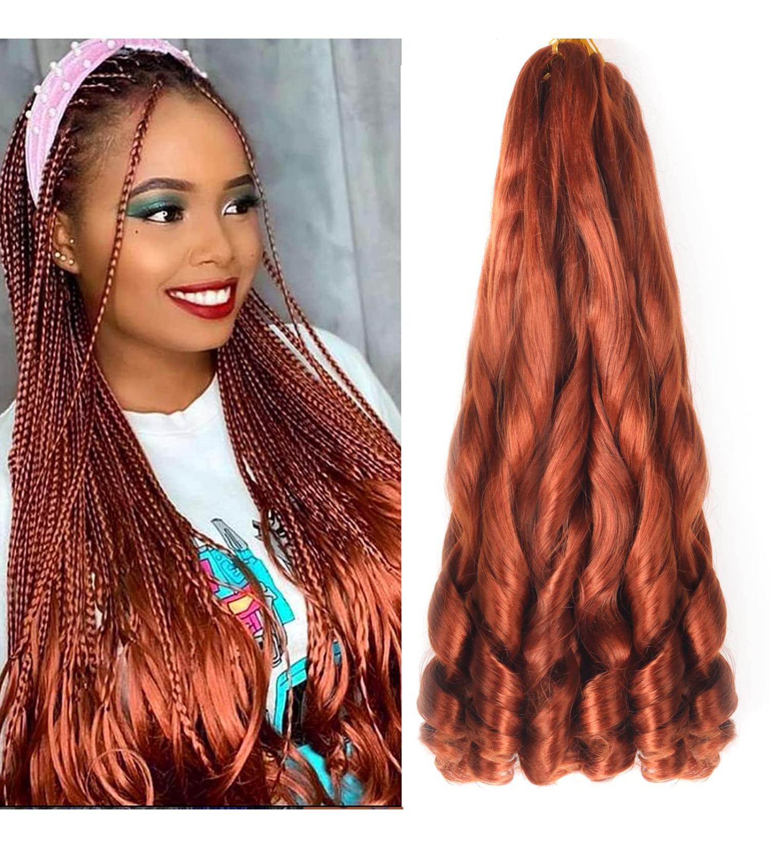 Ainimiu French Curly Braiding Hair 22 Inch 8 Packs - Pre Stretched Bouncy Braiding Hair- Loose Wavy Braiding Hair Synthetic Hair Extensions for Black Women 1 count (Pack of 8) 350# - Buy Online on GoSupps.com