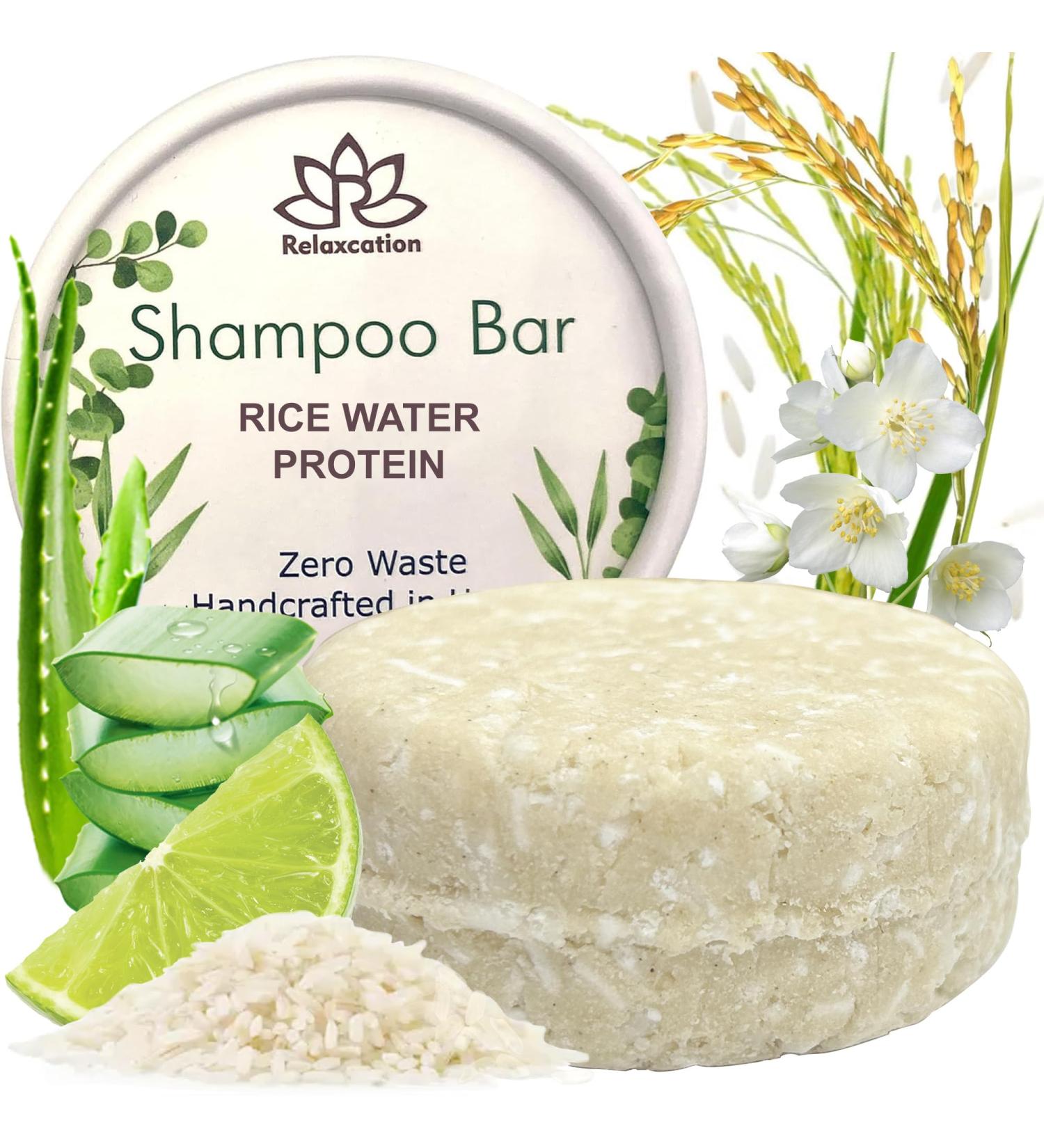 Shampoo Bar with Rice Water Protein for Hair Growth | Nourishing Solid Shampoo for Damaged Hair | Hydrating & Refreshing | Paraben & Sulfate-Free | Made in USA - Buy Online on GoSupps.com