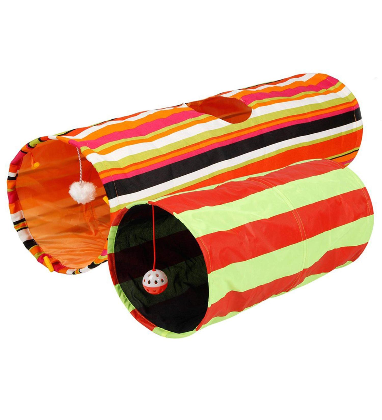 Pet Magasin Collapsible Cat Tunnel Toys (2 Pack) for Small to Large Pets - Interactive Tubes with Balls and Crinkle Peep Hole - Buy Online on GoSupps.com