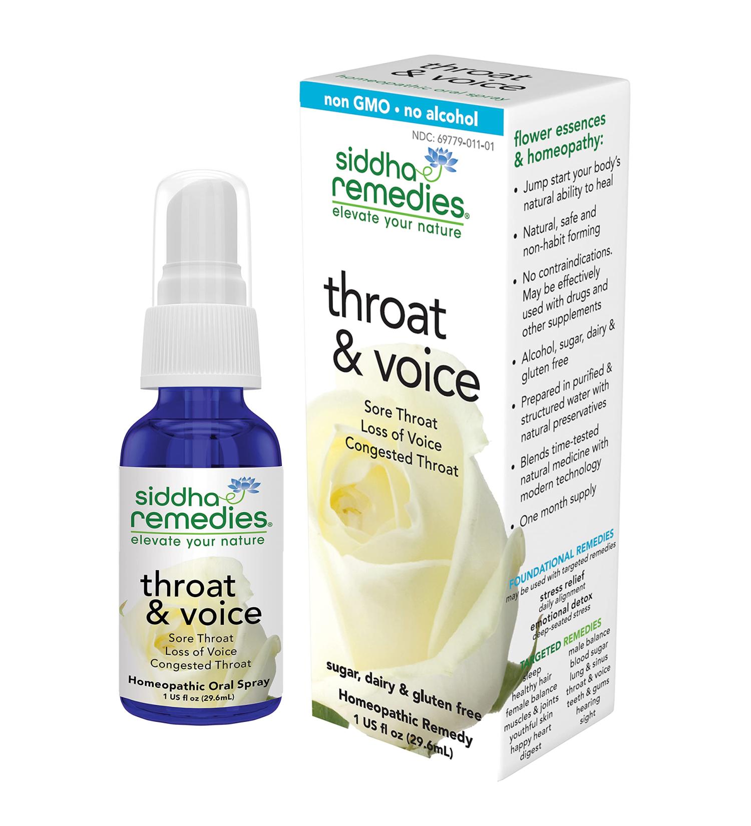Siddha Remedies Throat & Voice Spray | Natural Homeopathic Relief for Sore Throat & Stress | 100% Natural Cell Salts & Flower Essences - Buy Online on GoSupps.com