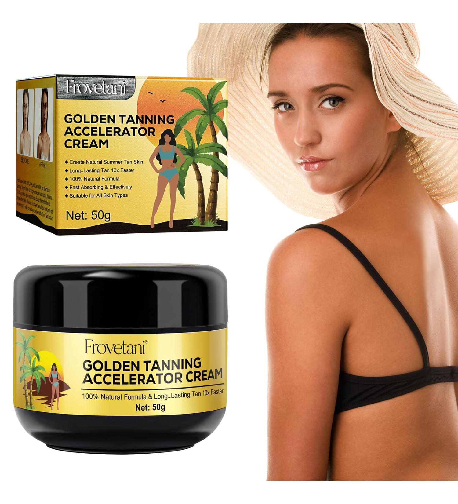Sunbed Tanning Accelerator Cream 50g Golden Tan Accelerator for Sunbed Use & Natural Tanning Super Effective in Outdoor Sun achieve a Long-Lasting Rapid Self Tanning with Natural Ingredients - Buy Online on GoSupps.com