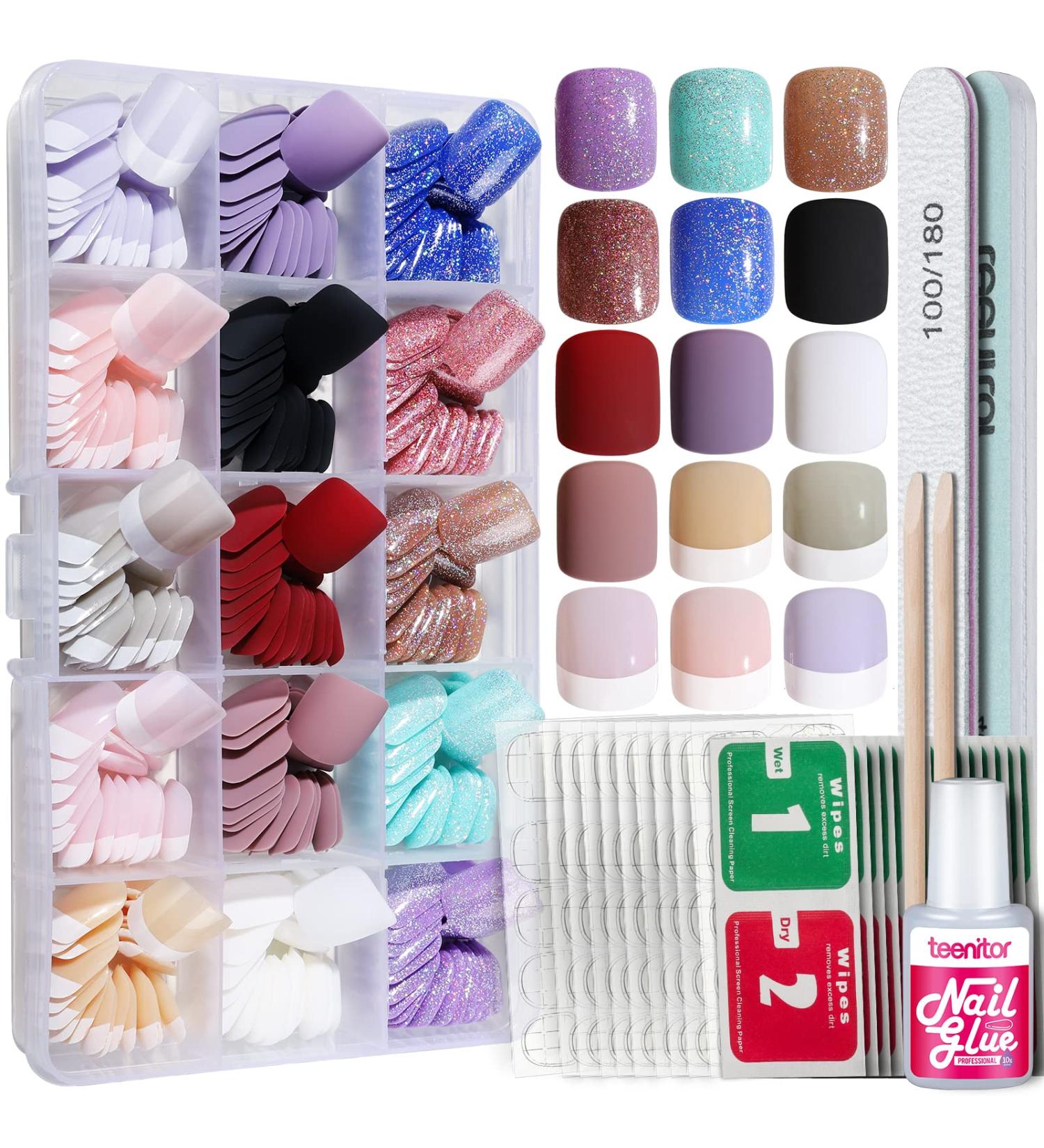 Teenitor 360PCS Short Square Press On Nails - Glitter & Matte Styles - Buy Online on GoSupps.com