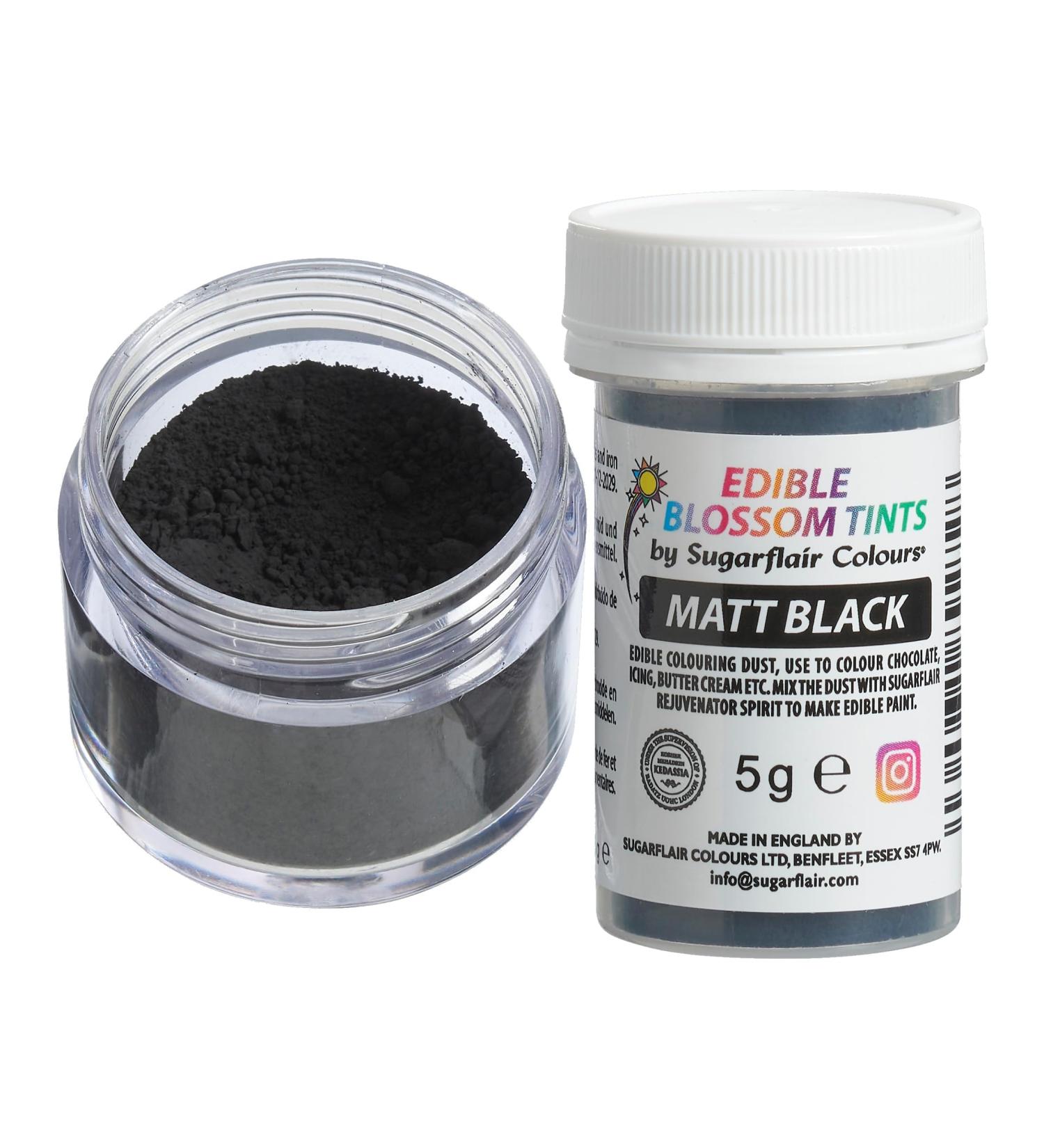 Sugarflair Matt Black Food Colouring Powder Dust Use on Cake Surfaces Decorations or Colour Sugarpaste Fondant Icing Chocolate Buttercream Royal Icing Macarons and More! - 5g