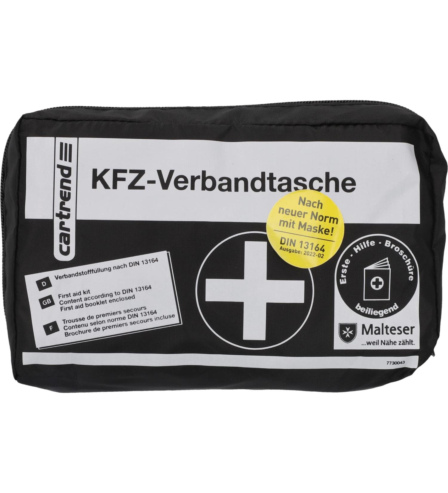 Cartrend First Aid Kit Classic | Malteser First Aid Measures | DIN 13164 - Black | International Shipping Available - Buy Online on GoSupps.com