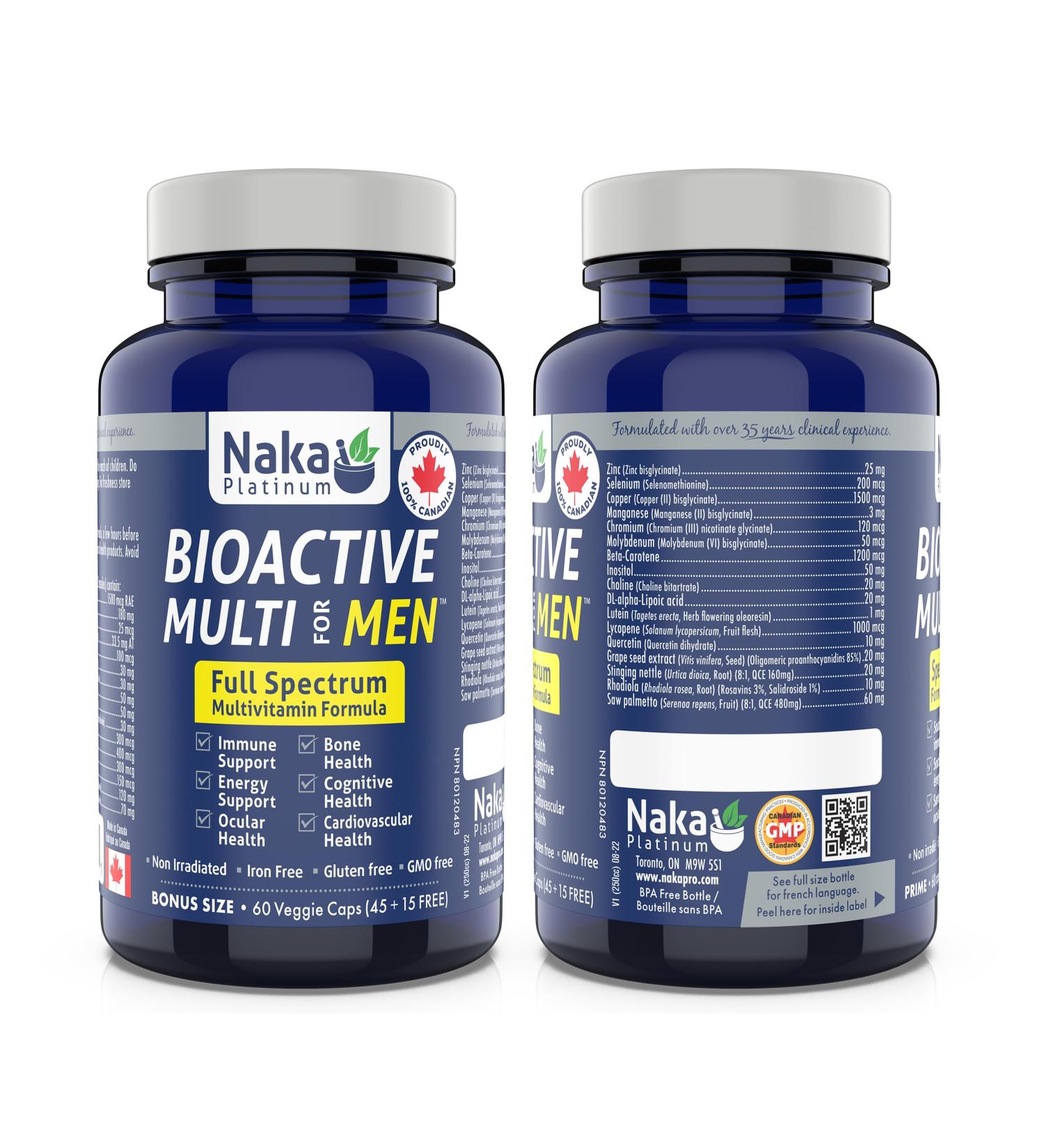 60 vcaps Bioactive Multi for Men Full Spectrum Multivitamin Formula Made in Canada (60 vcaps) 60 count (Pack of 1) - Buy Online on GoSupps.com