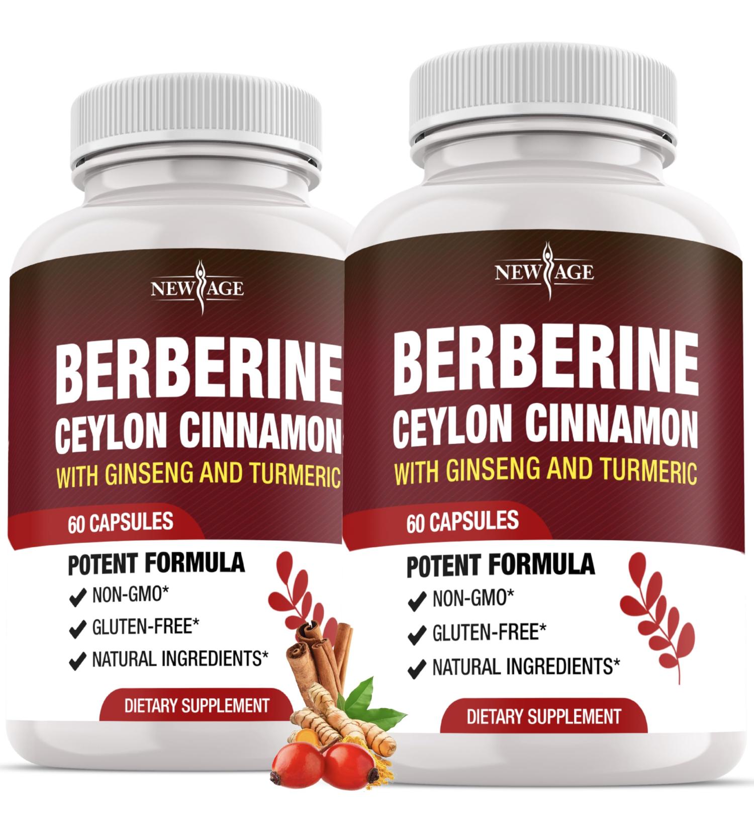 Berberine HCL Plus Ceylon Cinnamon Turmeric Licorice Extract Gymnema Sylvestre Apple Cider Vinegar Berberine HCI Root Supplements Pills - 120 Count - Buy Online on GoSupps.com