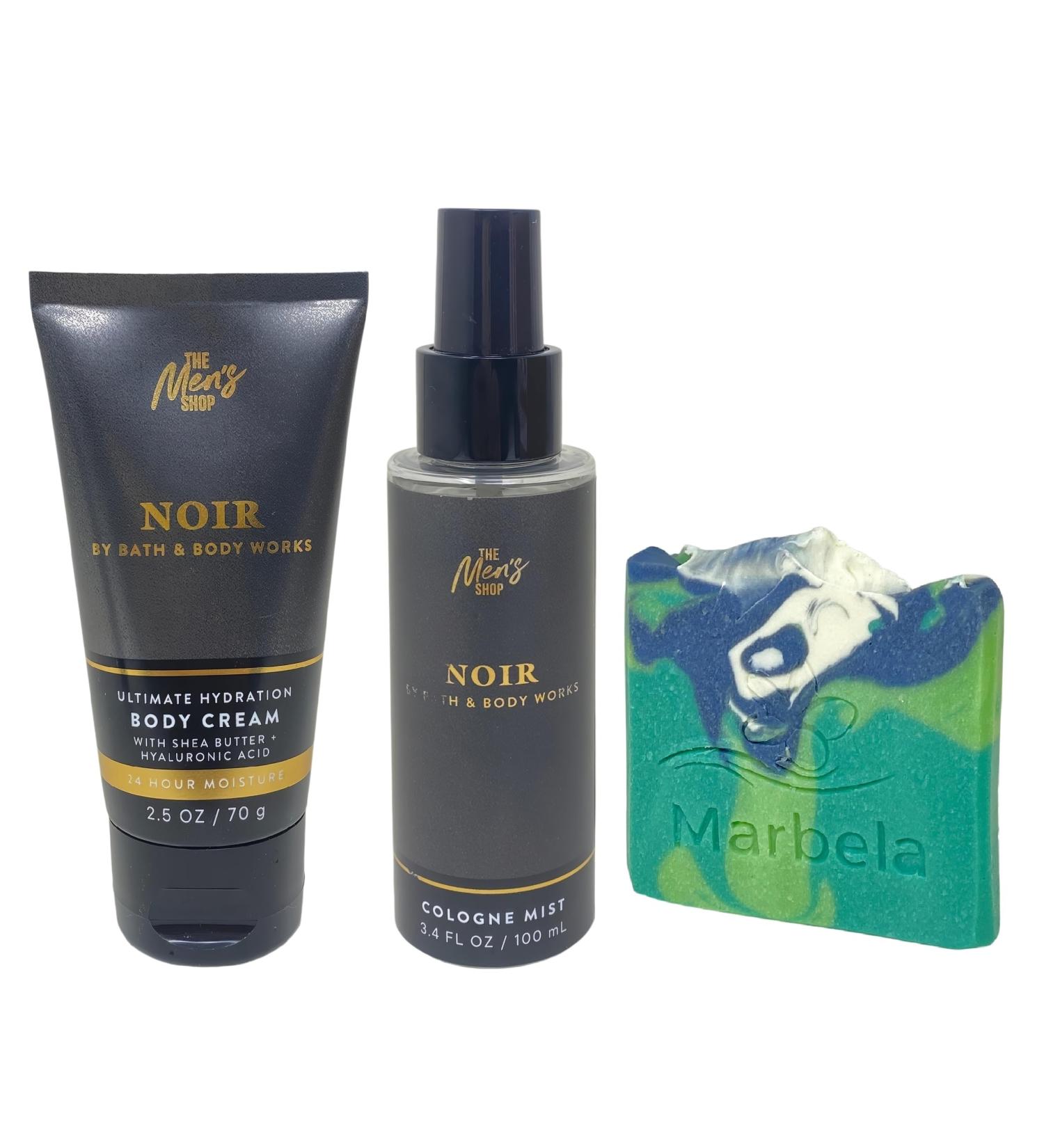 Bath & Body Works The Men's Collection Noir Ultimate Hydration Body Cream and Cologne Mist with an Aloe Vera Sample Soap - Buy Online on GoSupps.com