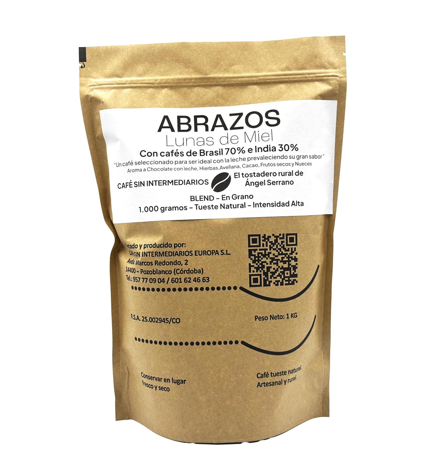 CAFE SIN INTERMEDIARIOS - Abrazos - Caf de Br sil En grains non moulus - Torr faction hebdomadaire - Emball l'exp dition - Intensit de saveur moyenne En Grains 1 kg (Lot de 1) - Buy Online on GoSupps.com