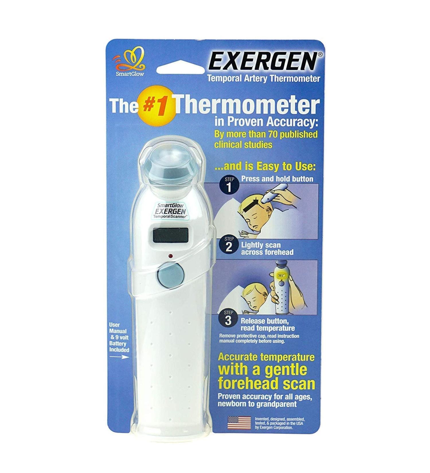 Exergen Temporal Contact Thermometer Temporal Probe Handheld w/ 9V Battery 1/Ea