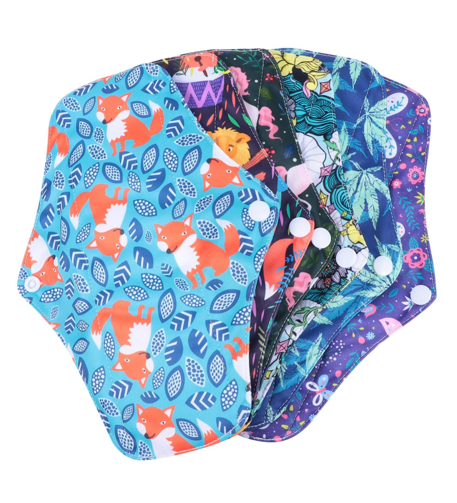 6pcs Reusable Bamboo Charcoal Panty Liners & Menstrual Pads - Washable Maternity Napkins for Girls - Buy Online on GoSupps.com