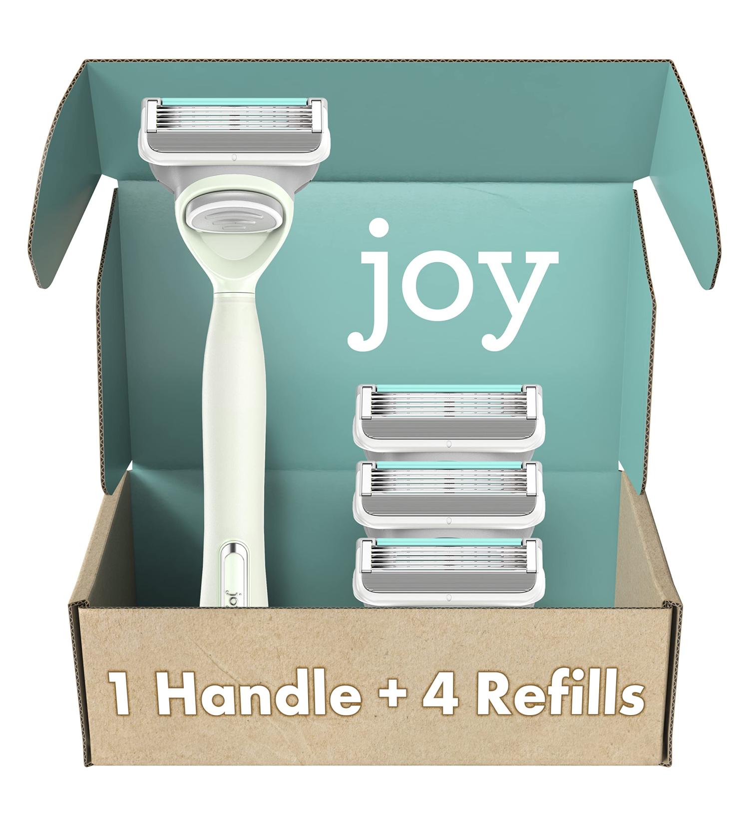 Joy Razors for Women - Teal Handle & 4 Blade Refills | Skin-Friendly Lubrastrip - Buy Online on GoSupps.com