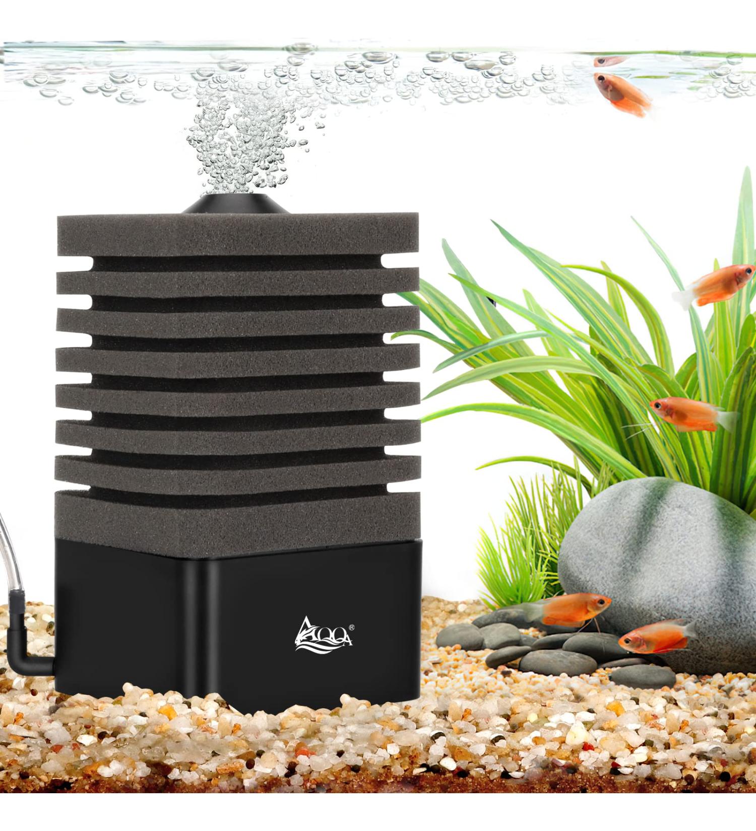 Buy AQQA Aquarium Sponge Filter - Quiet Biological & Mechanical Filter for 30-250L Fish Tanks - Buy Online on GoSupps.com