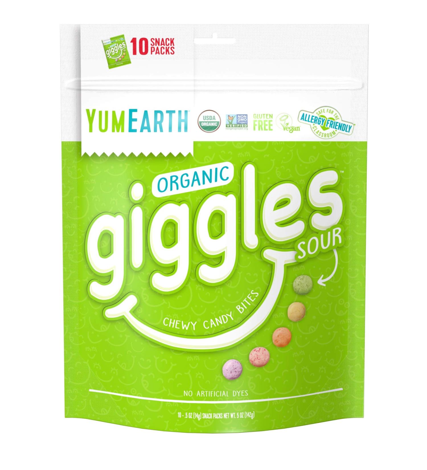 YumEarth Organic Giggles Sour Snacks - 10 Pack (0.5 oz Each) - Delicious & Healthy Treats - Buy Online on GoSupps.com