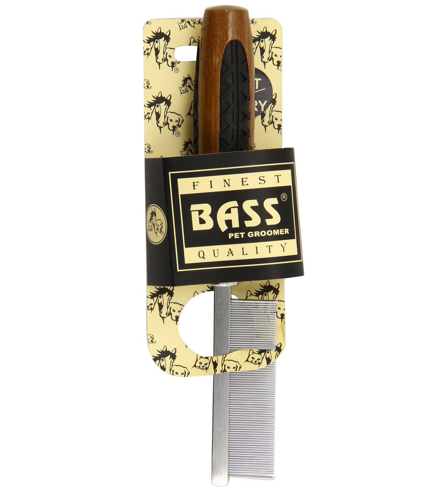 Bass Brushes Fine Tooth Metal Pet Comb with Bamboo Handle - Gentle Grooming for Pets - Buy Online on GoSupps.com