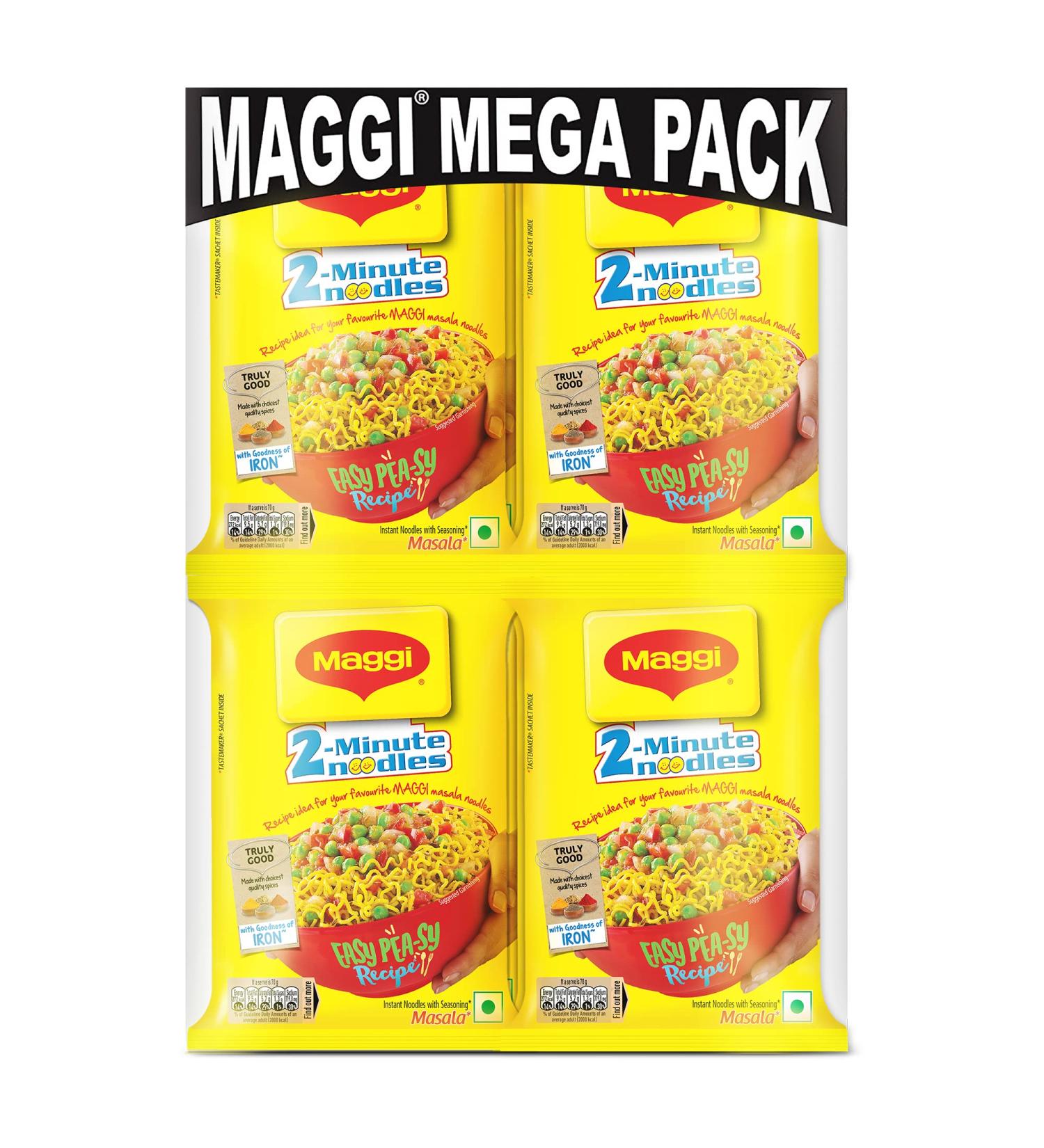 Maggi 2 Minute Noodles Masala 70g Pack - 12 Pack | Authentic Indian Flavor | 2.46oz Each - Buy Online on GoSupps.com