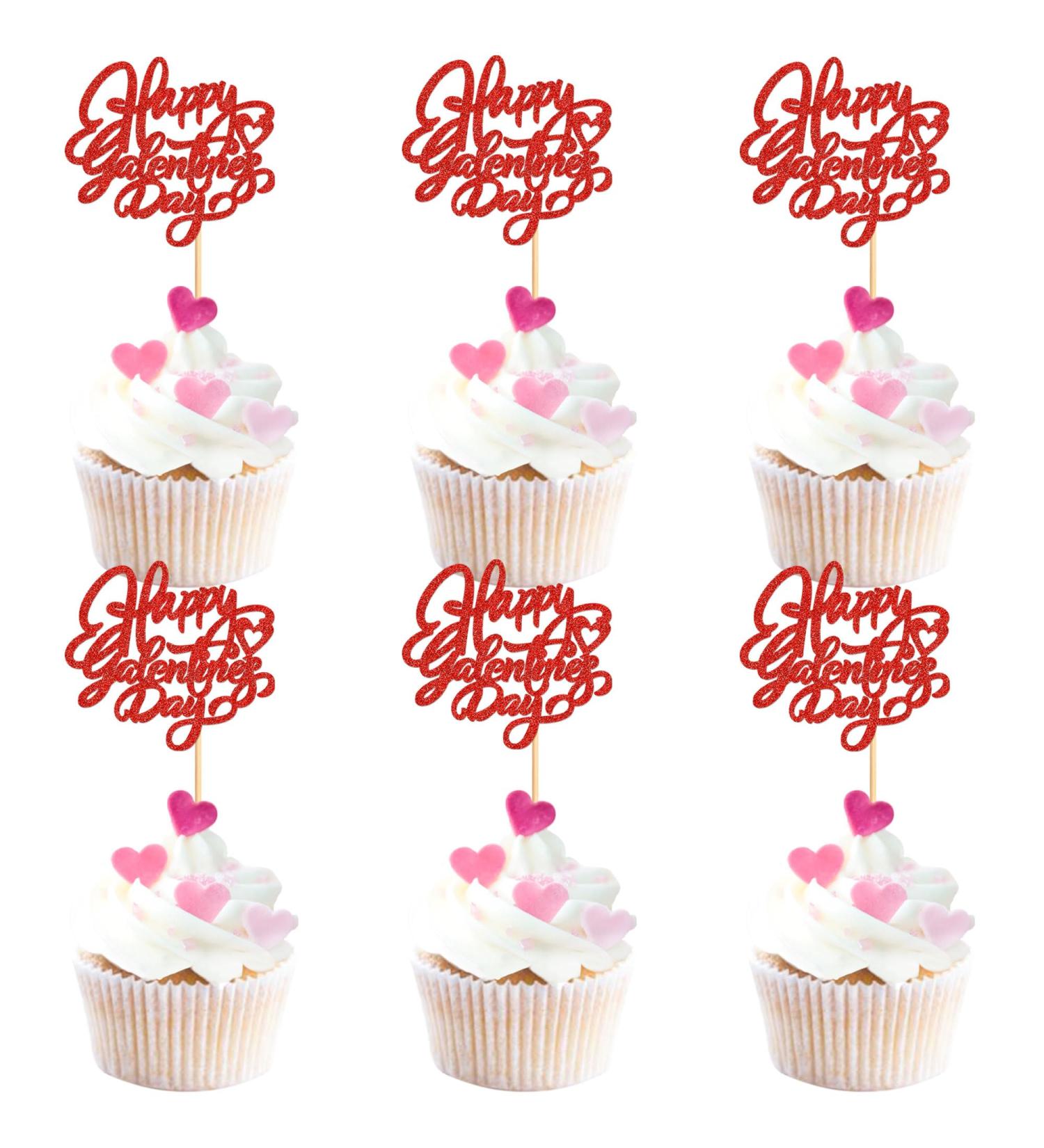 24 PCS Happy Galentines Day Cupcake Toppers Glitter Sweet Love Valentine Cupcake Picks for Valentine's Day Theme Birthday Party Cake Decorations Valentines Day Party Decorations Supplies - Buy Online on GoSupps.com
