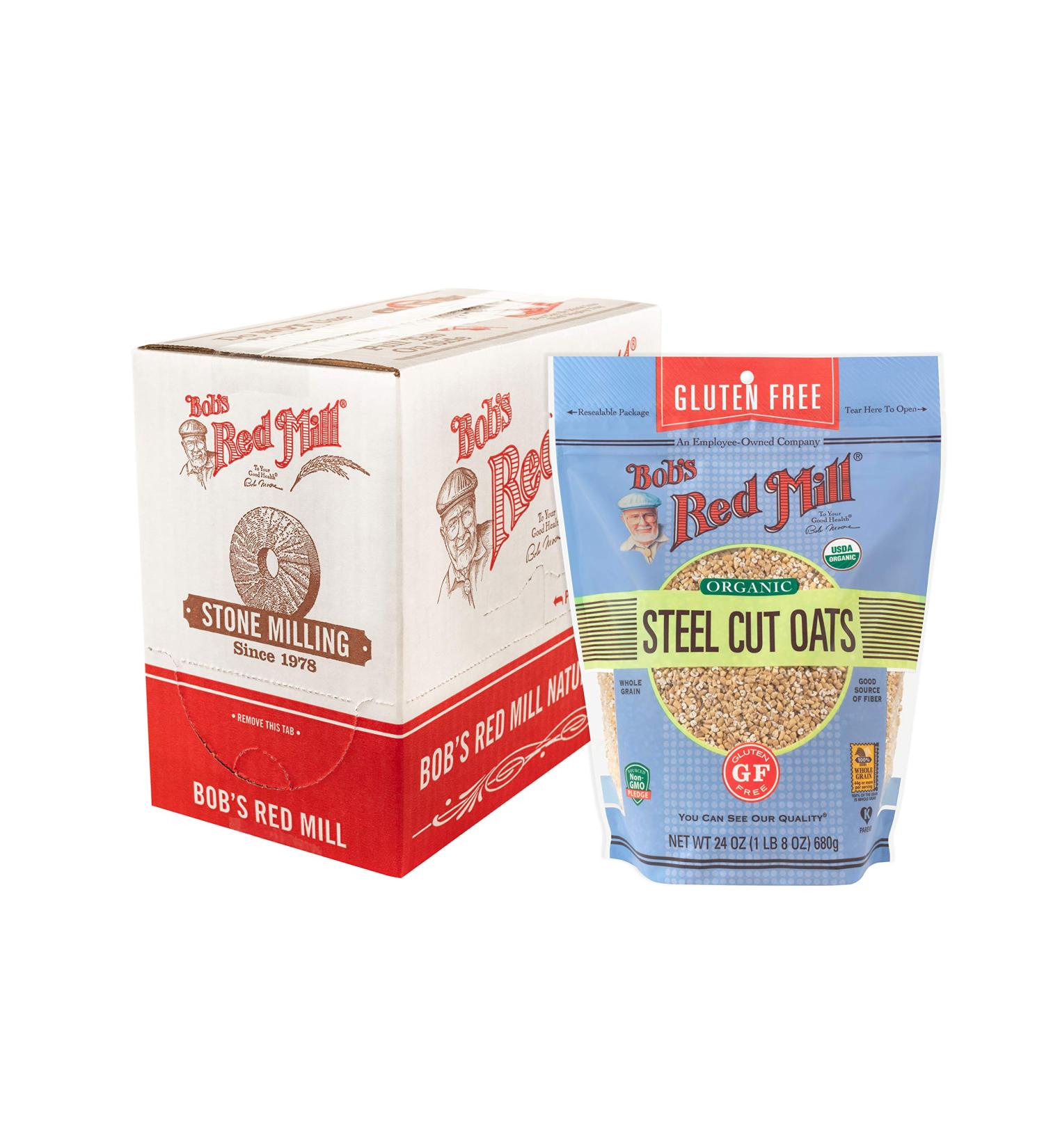 Bob's Red Mill Gluten Free Organic Steel Cut Oats 24 oz (Pack of 4) - Certified Organic Oats - Buy Online on GoSupps.com