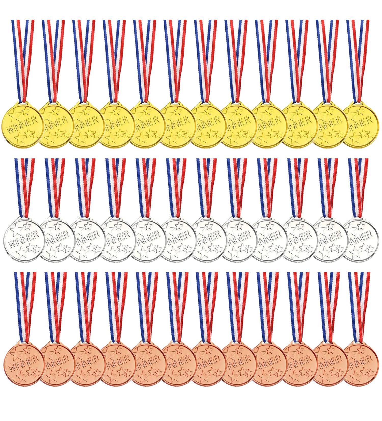 36 Pieces Kids Gold Silver Bronze Award Medals - Plastic Childrens Winner Medals for Games, Competitions, Parties - Gift and Decorations - Buy Online on GoSupps.com
