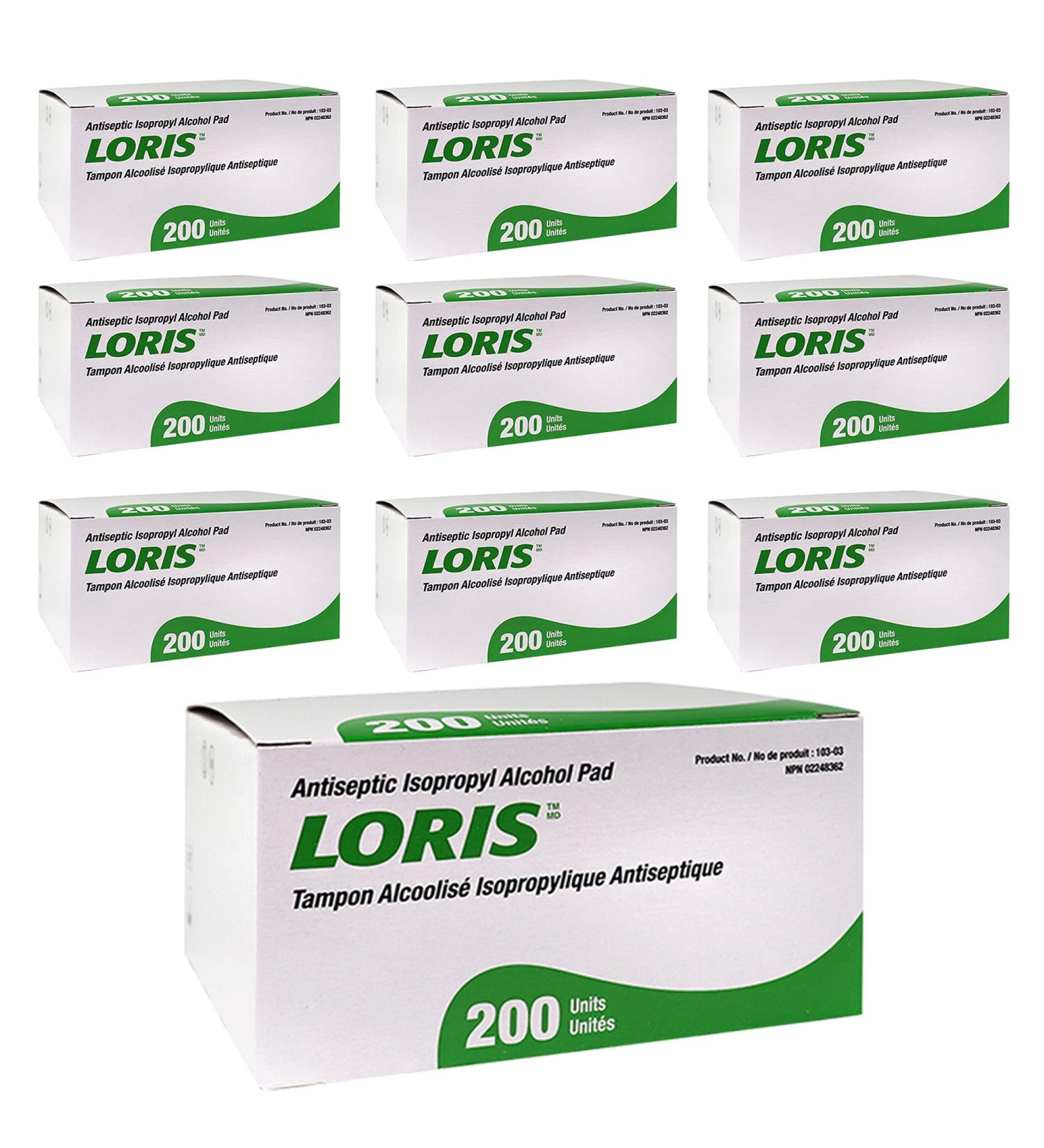 Loris Antiseptic 70% Isopropyl Alcohol (10 Pack | 2000 Pads) - Buy Online on GoSupps.com