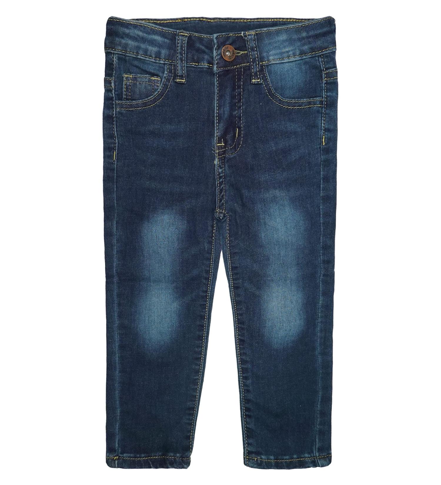 KIDSCOOL SPACE Baby Little Boys Jeans | Elastic Band | Straight Fit Ripped Denim Pants | 3-4 Years | Deepblue-2523 - Buy Online on GoSupps.com