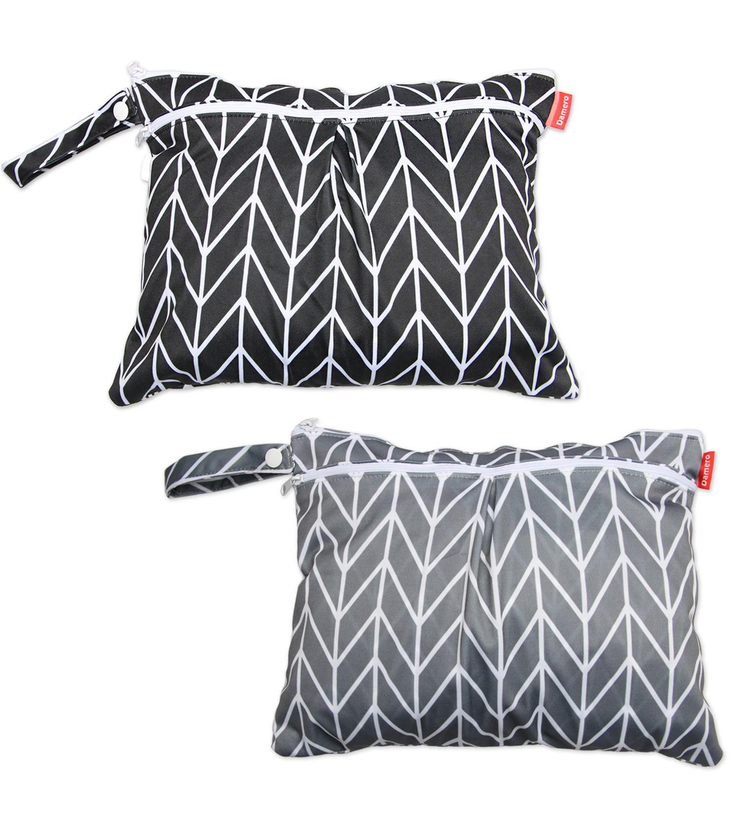 DAMERO 2pcs Travel Wet and Dry Bag with Handle - Small Gray Arrow+Black Arrow (2 Count) | Ideal for Cloth Diaper, Pumping Parts, Swimsuit | Easy Grab and Go - Buy Online on GoSupps.com