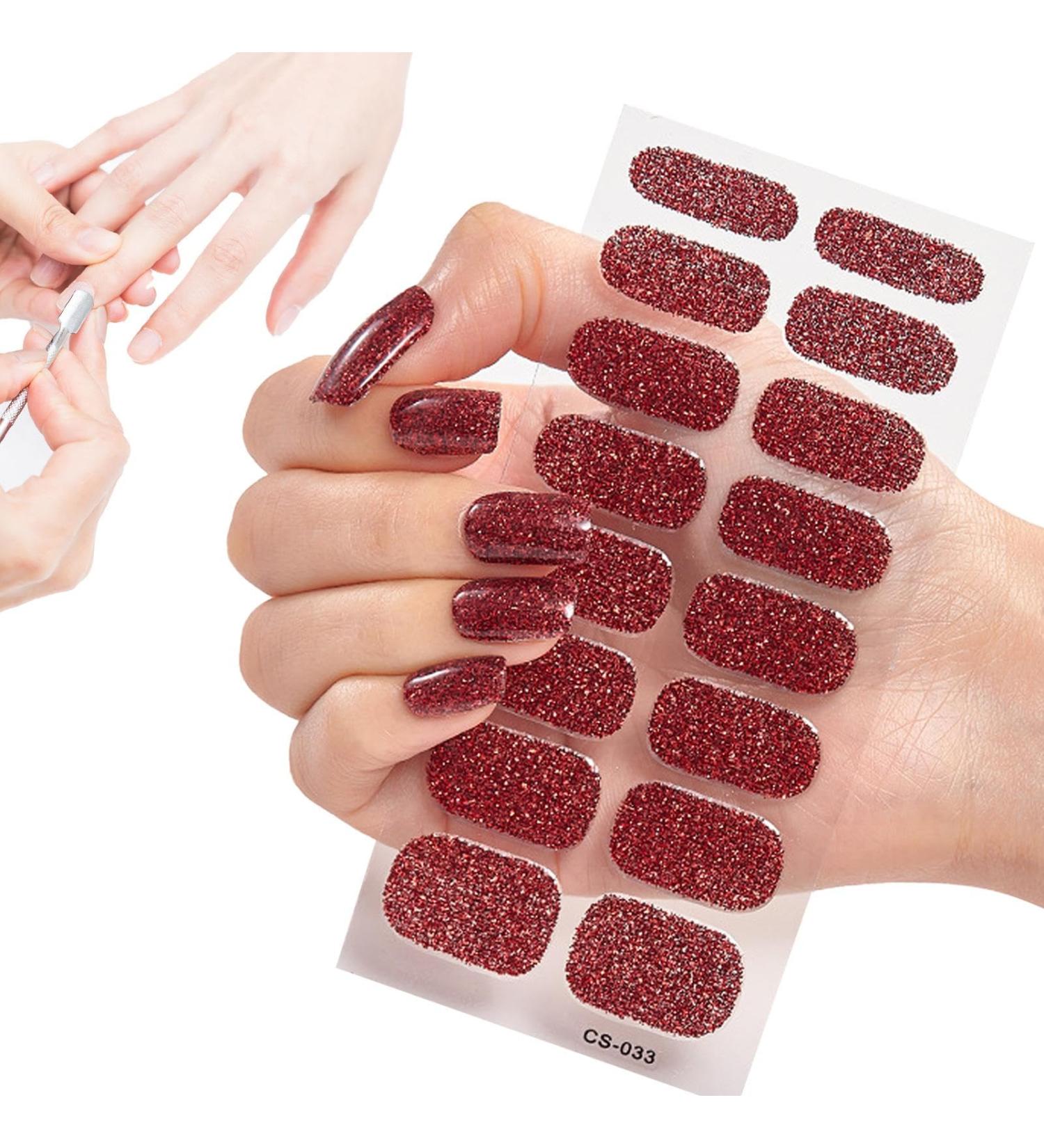 nail polish strips semi-cured gel nail polish strips semi-cured gel nail strips long lasting shiny nail strips gel nail stickers easy to - Buy Online on GoSupps.com