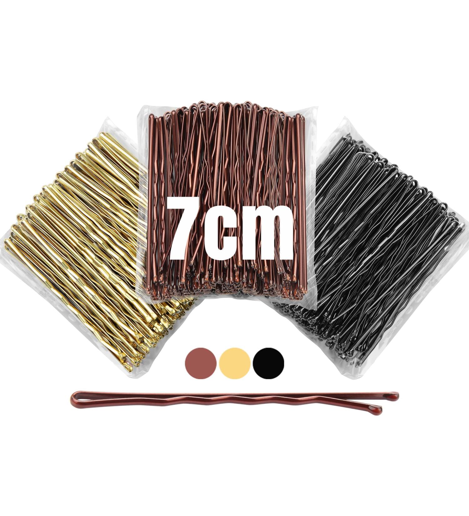 MBMomnus 150pcs Hair Clips Women 7cm Bobby Pins Long Kirby Grips Metal Hair Accessories - Ideal for Makeup & Hair Styling (Black Brown Gold) - Buy Online on GoSupps.com
