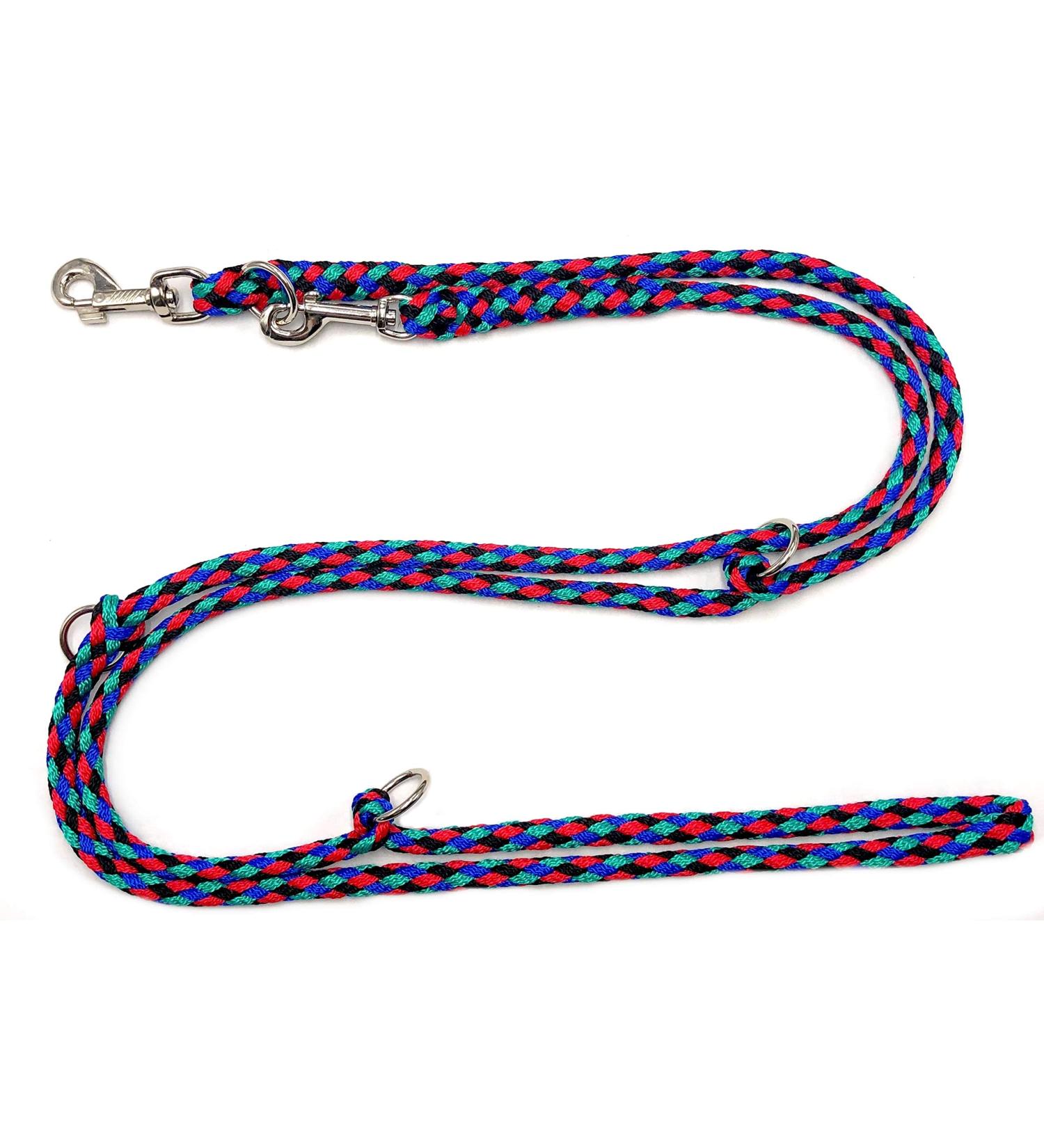 Dogeline Double Leash Practice Leash for medium dogs up to 45 kg over 39 colors very stable (3.50 m trampa) 3.50 m black-red-blue fir