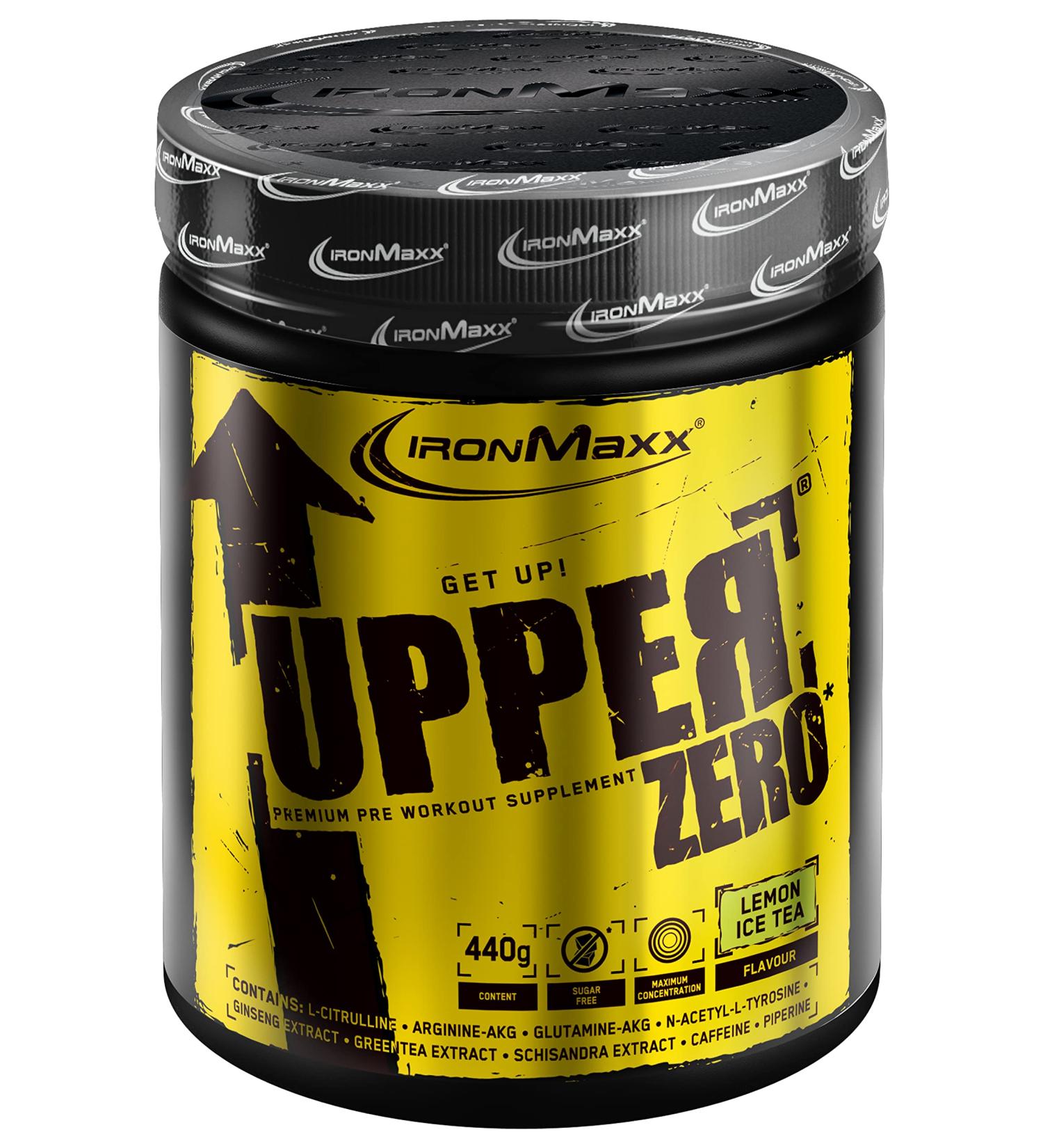 Ironmaxx Upper Zero Lemon 440g | Sugar-Free Training Booster with L-Citrulline L-Arginine Taurine L-Glutamine & Green Tea Extract | 200mg Caffeine per Serving | International Shipping Available - Buy Online on GoSupps.com