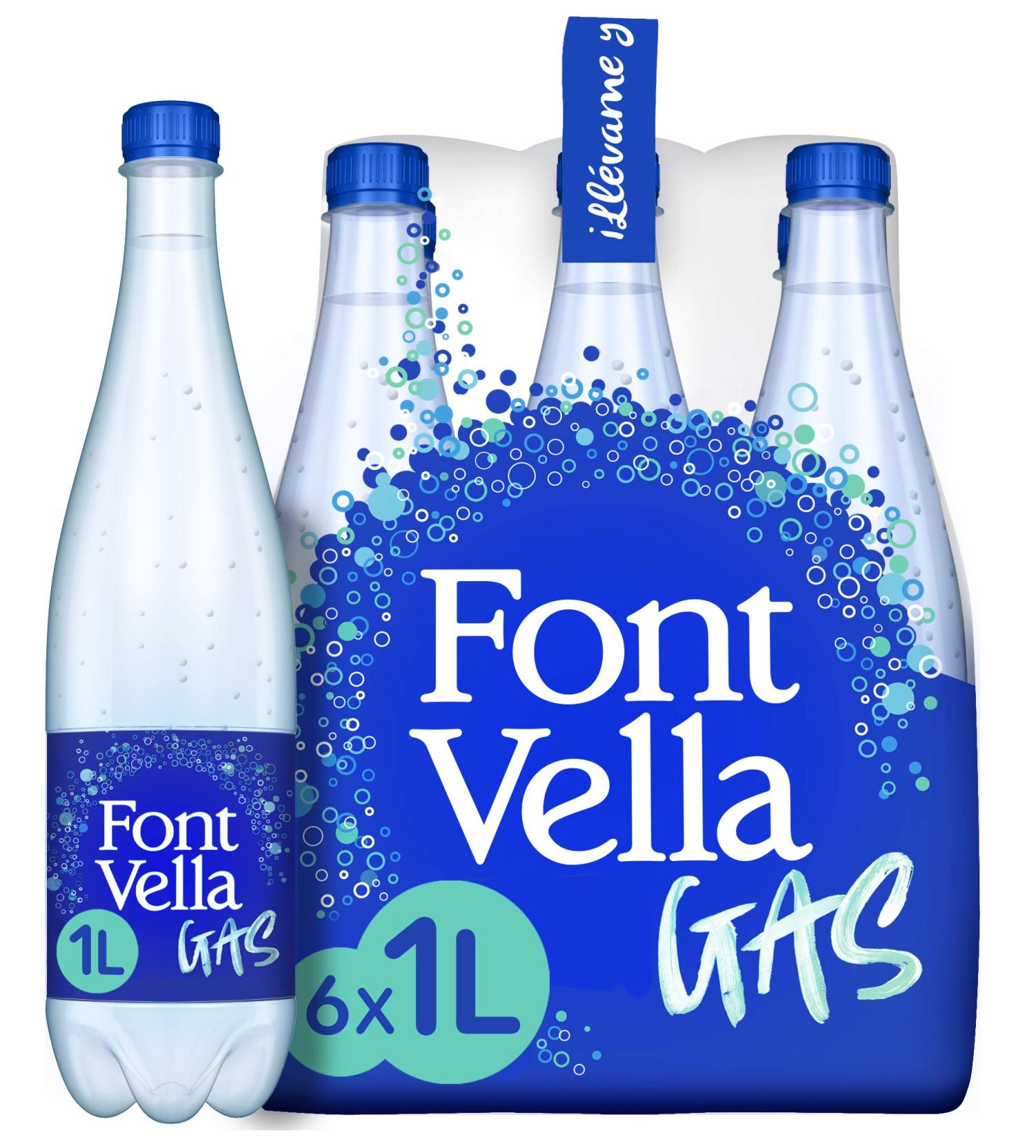 Font Vella Natural mineral water with gas 6 x 1 l - Buy Online on GoSupps.com