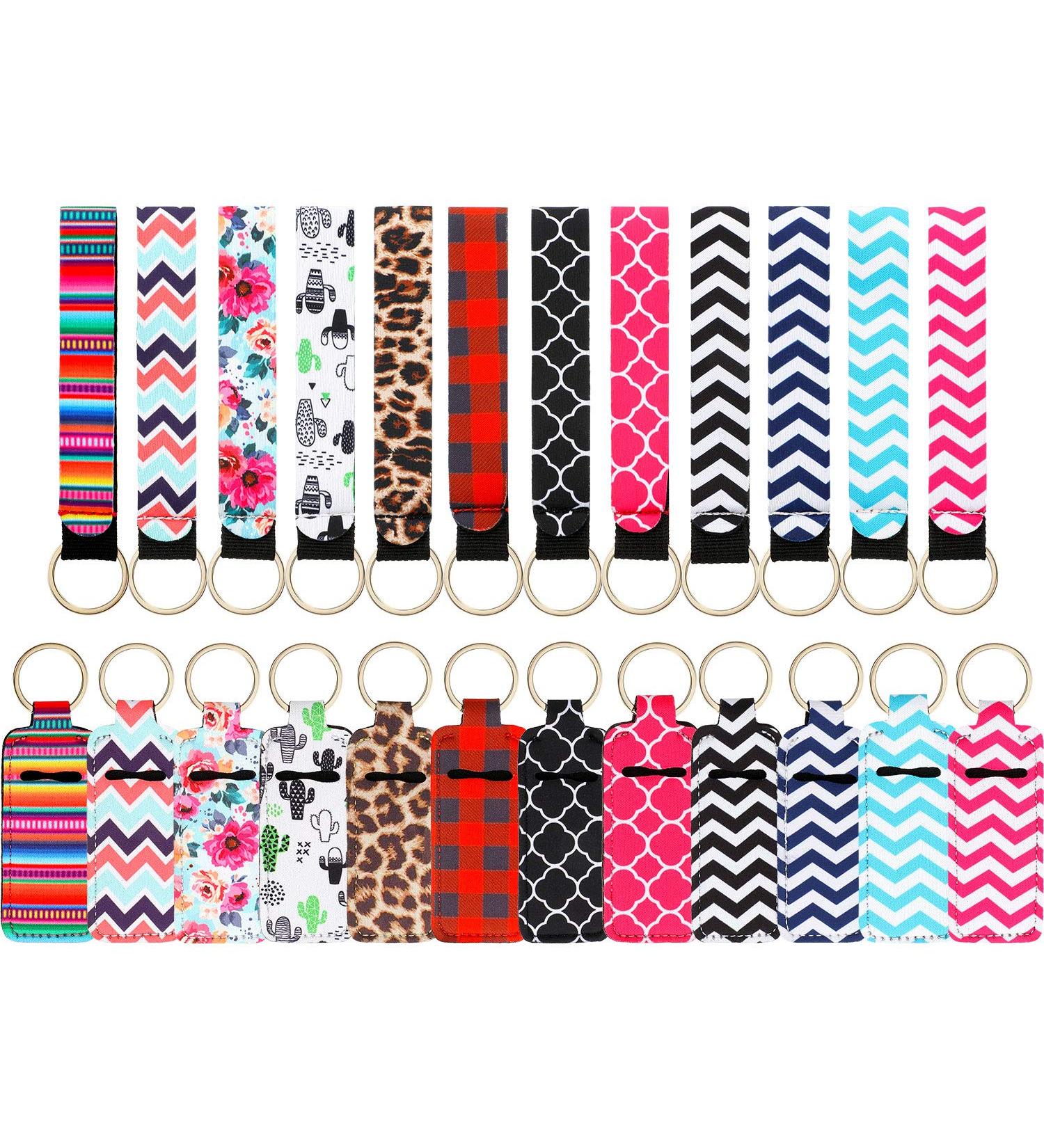 12-Piece Lipstick Holder Keychains Set with Neoprene Wristlet Lanyards - Vibrant Colors Portable Lip Balm Keyring Organizers - Buy Online on GoSupps.com